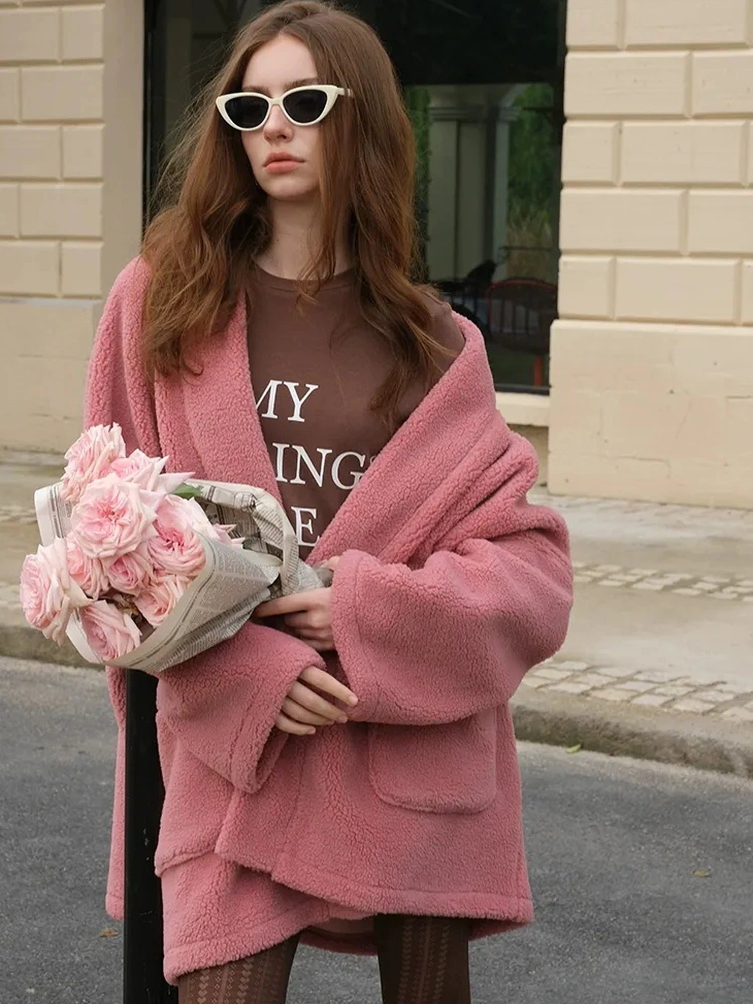 FU FRESH UP Lazy Row Cut Long Pile Fleece Coat