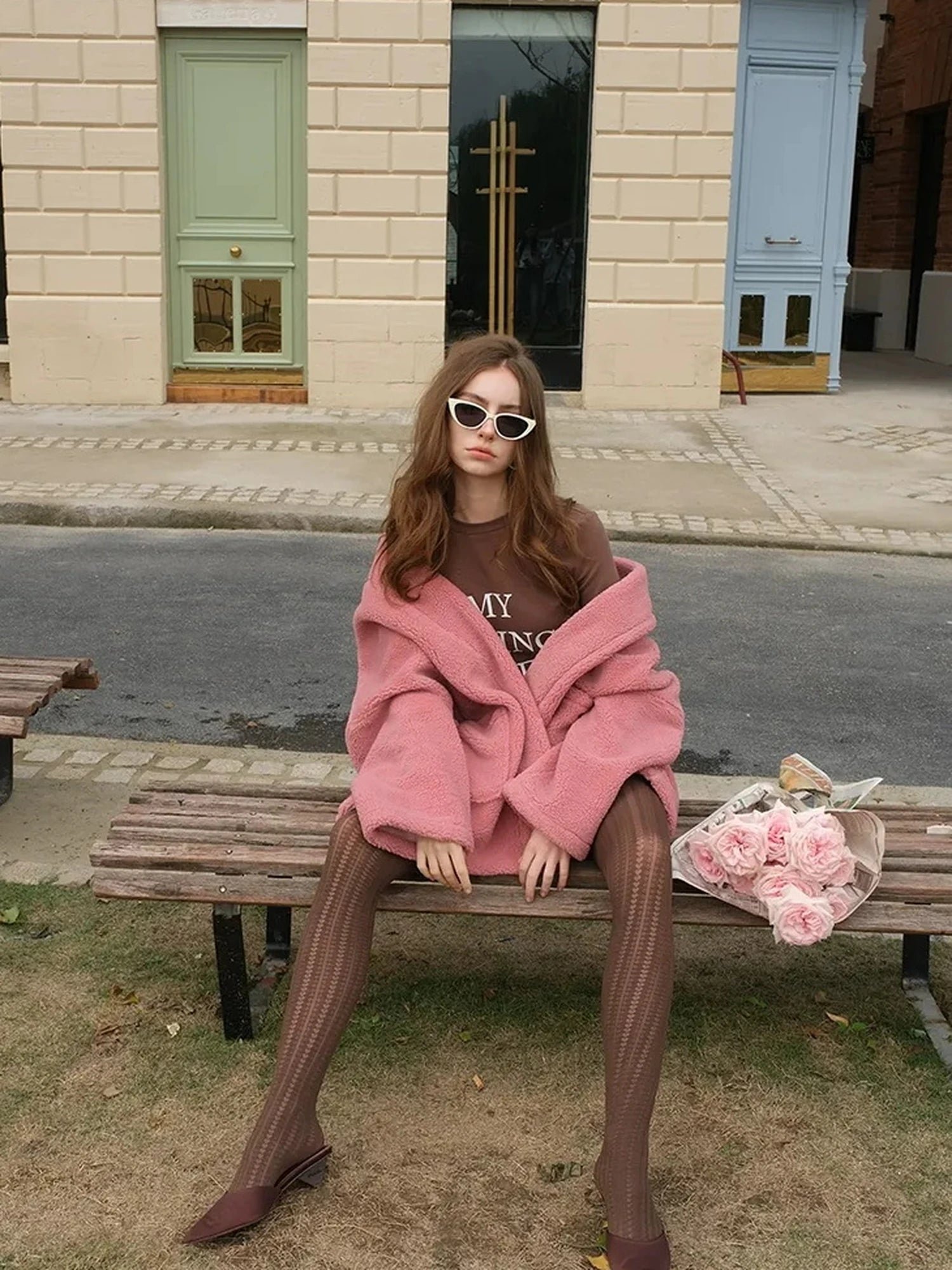 FU FRESH UP Lazy Row Cut Long Pile Fleece Coat