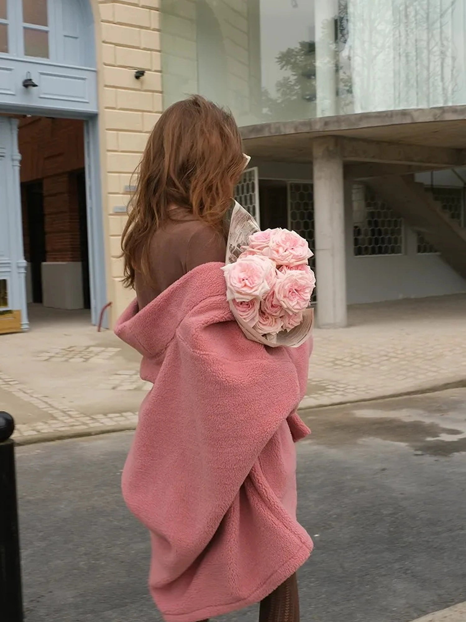FU FRESH UP Lazy Row Cut Long Pile Fleece Coat