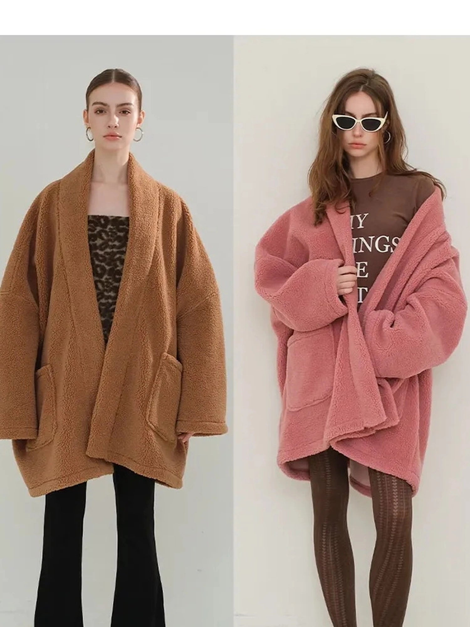 FU FRESH UP Lazy Row Cut Long Pile Fleece Coat