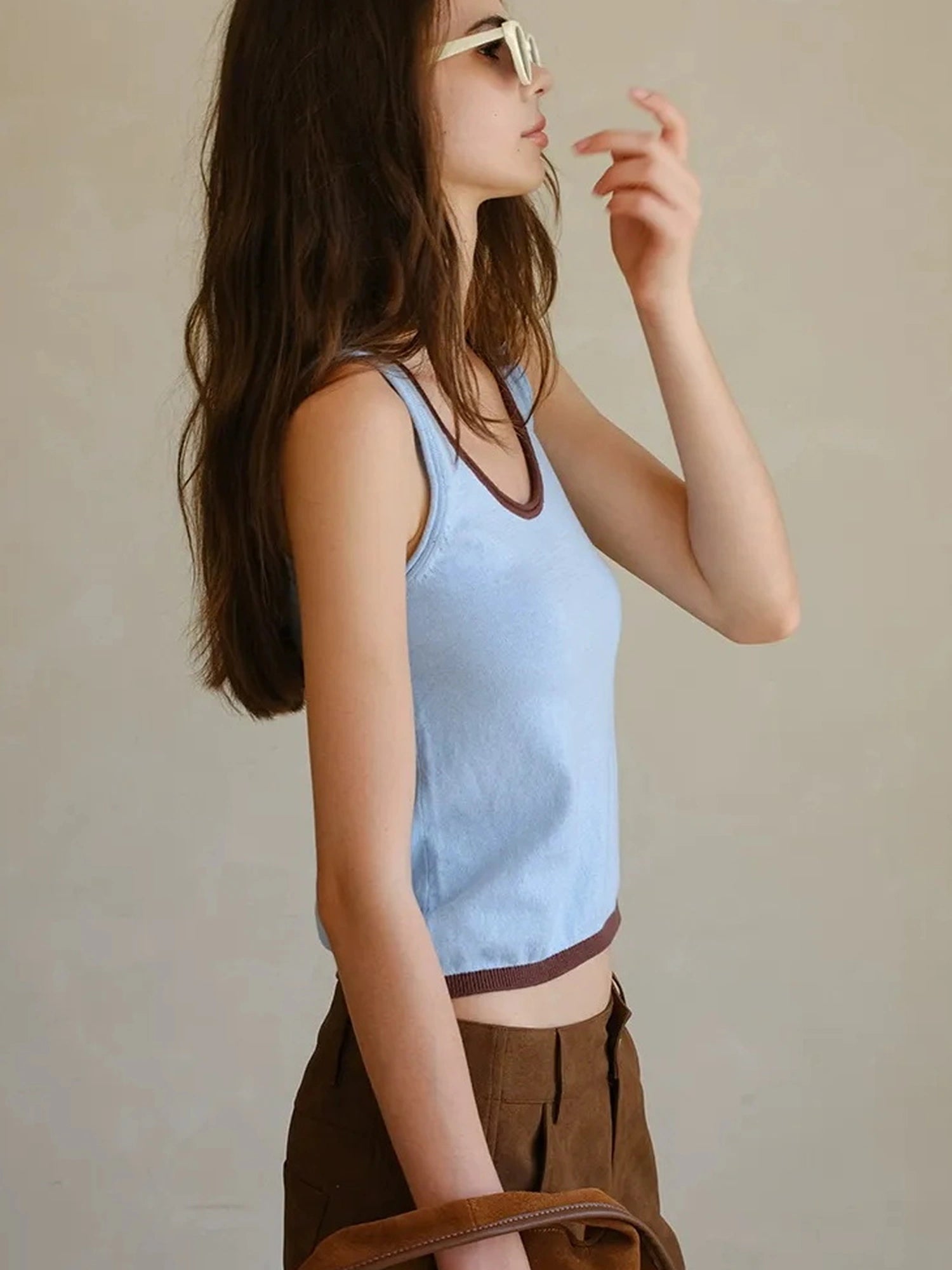 FU FRESH UP Lazy V-neck Cashmere Cotton Knit Set