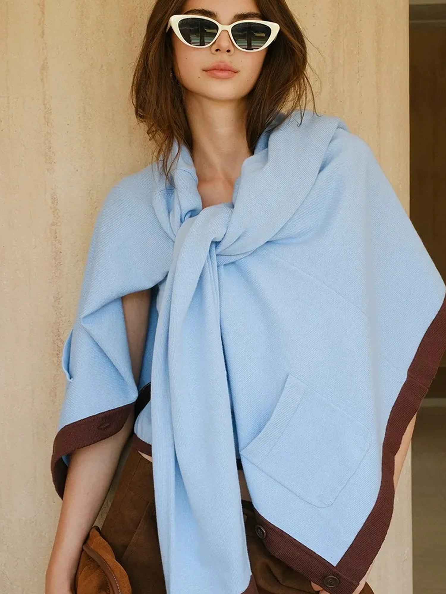 FU FRESH UP Lazy V-neck Cashmere Cotton Knit Set