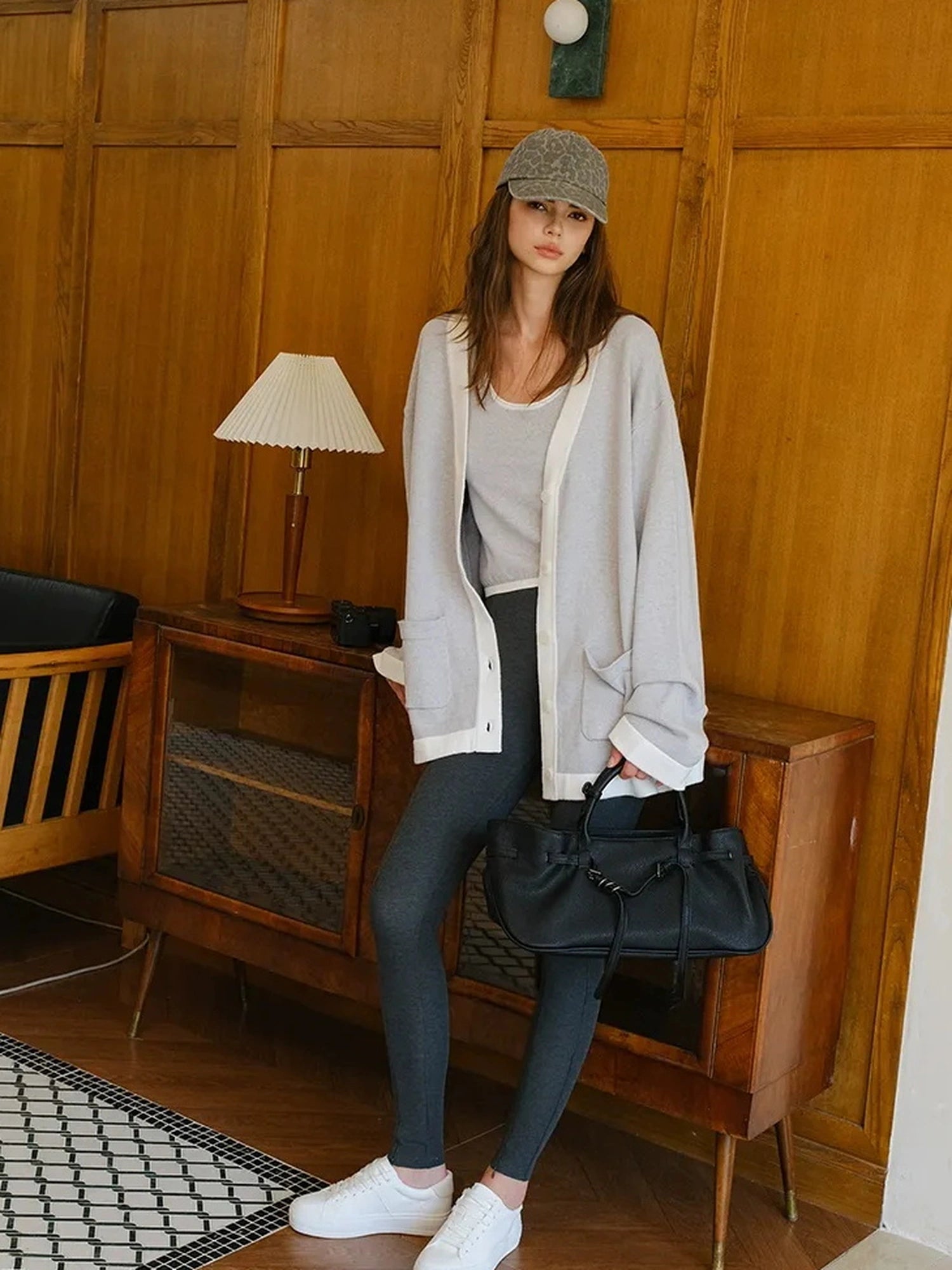 FU FRESH UP Lazy V-neck Cashmere Cotton Knit Set