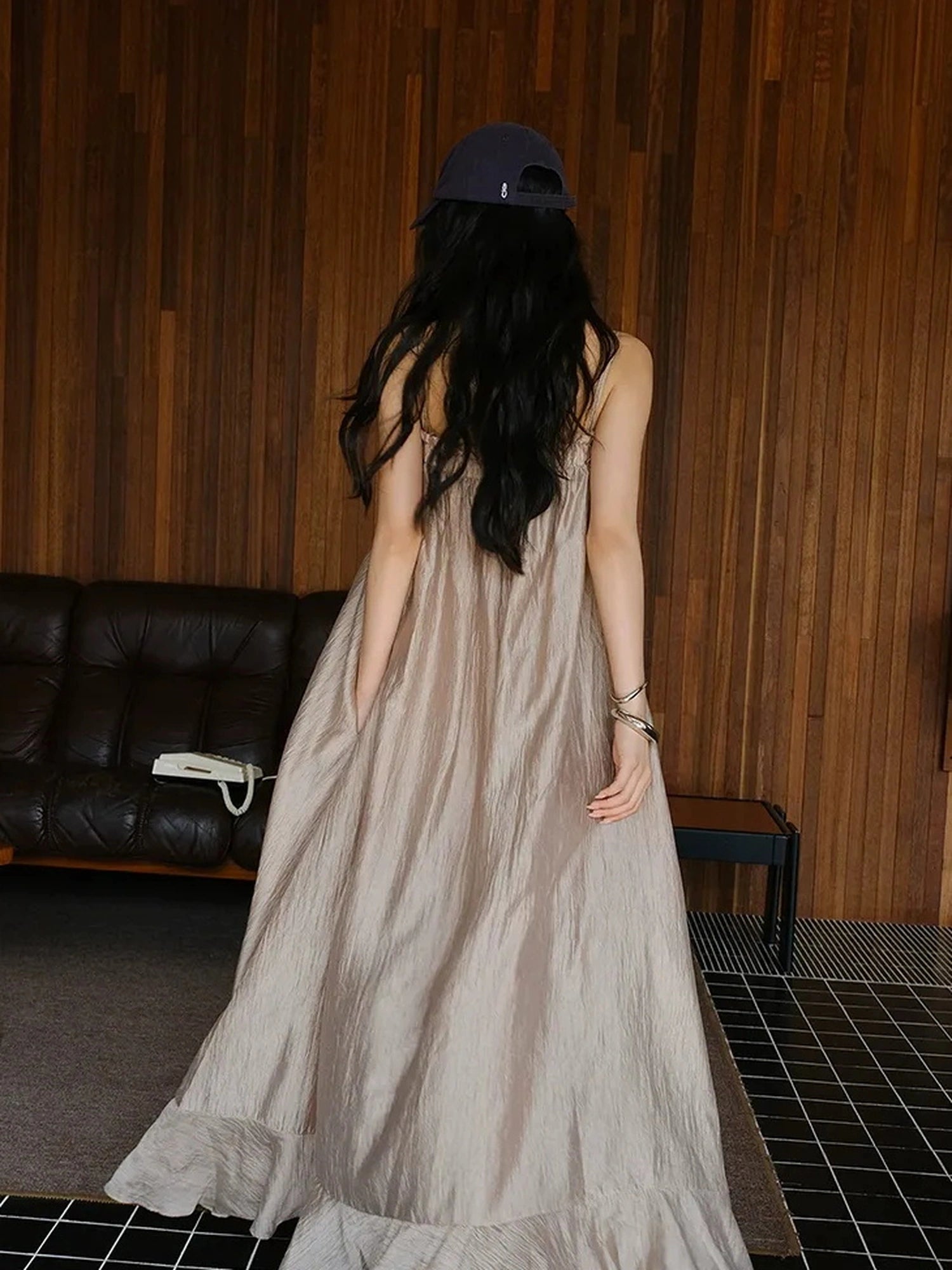 FU FRESH UP Lightweight Chiffon Slit Maxi Dress