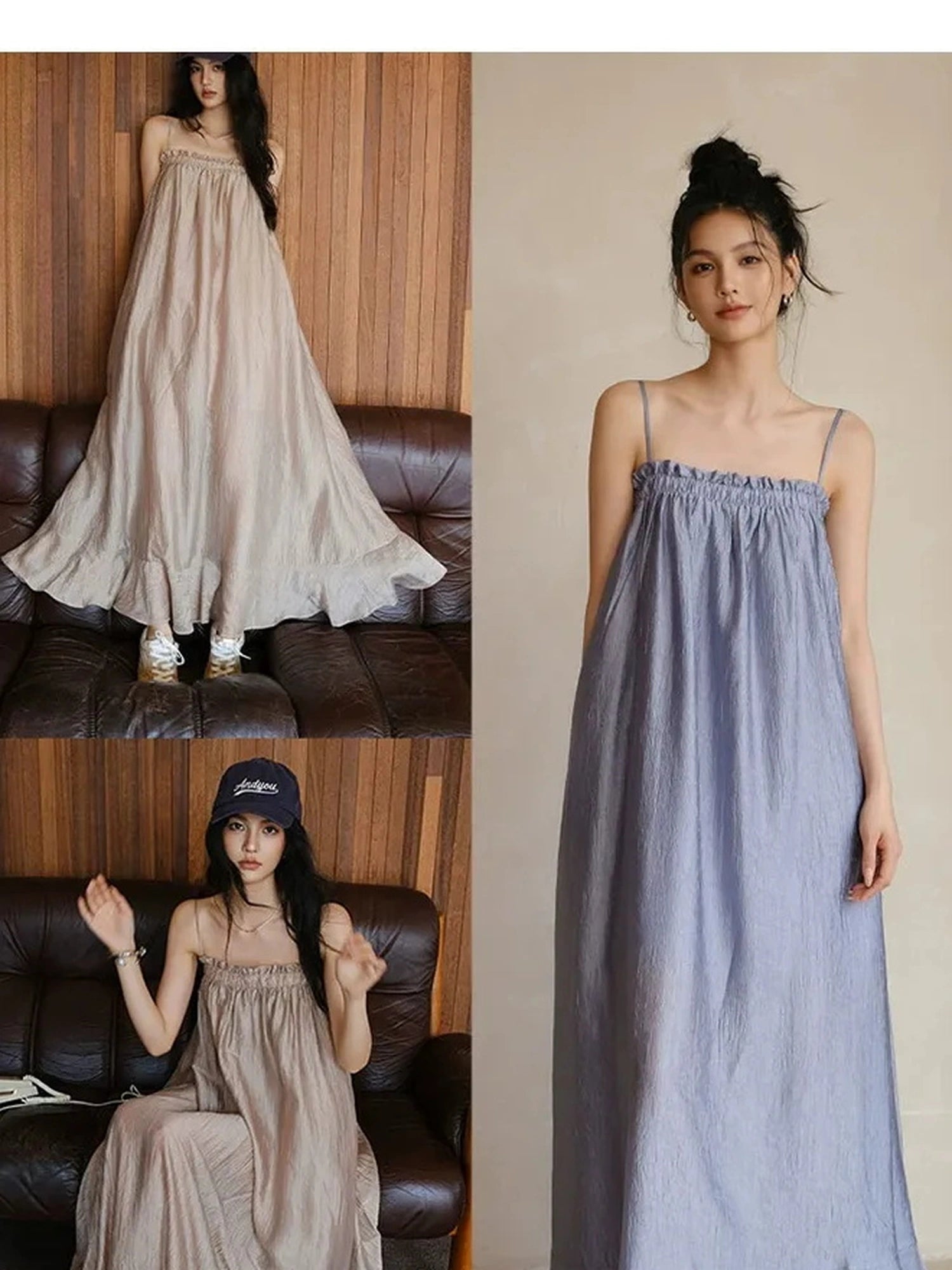 FU FRESH UP Lightweight Chiffon Slit Maxi Dress