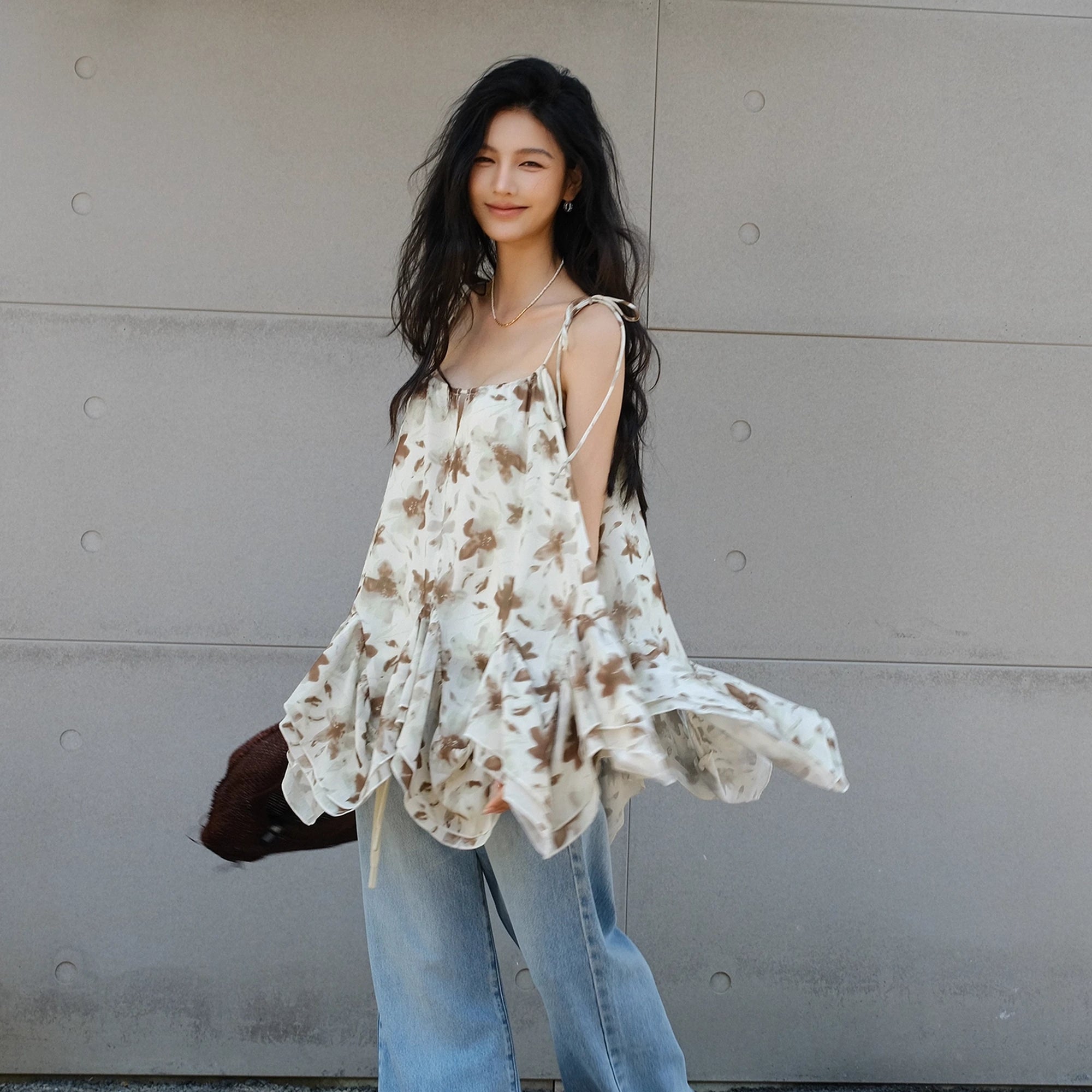 FU_FRESH_UP_Lightweight_Floral_Print_Chiffon_A_Line_Sundress_MISSTT