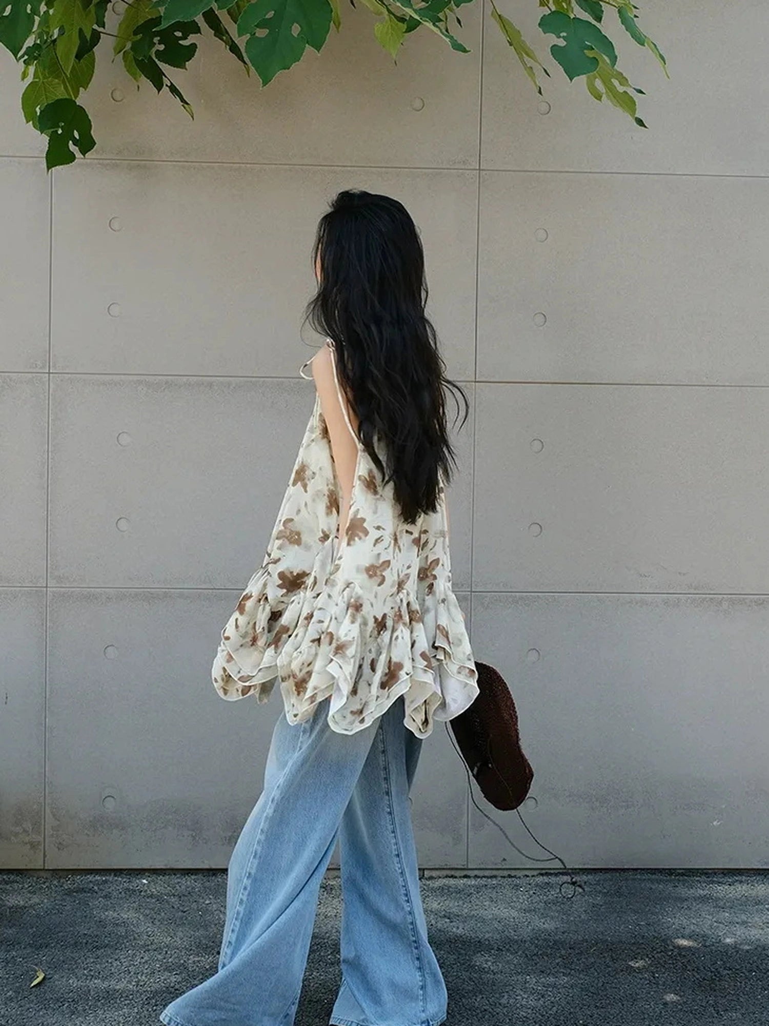 FU FRESH UP Lightweight Floral Print Chiffon A Line Sundress