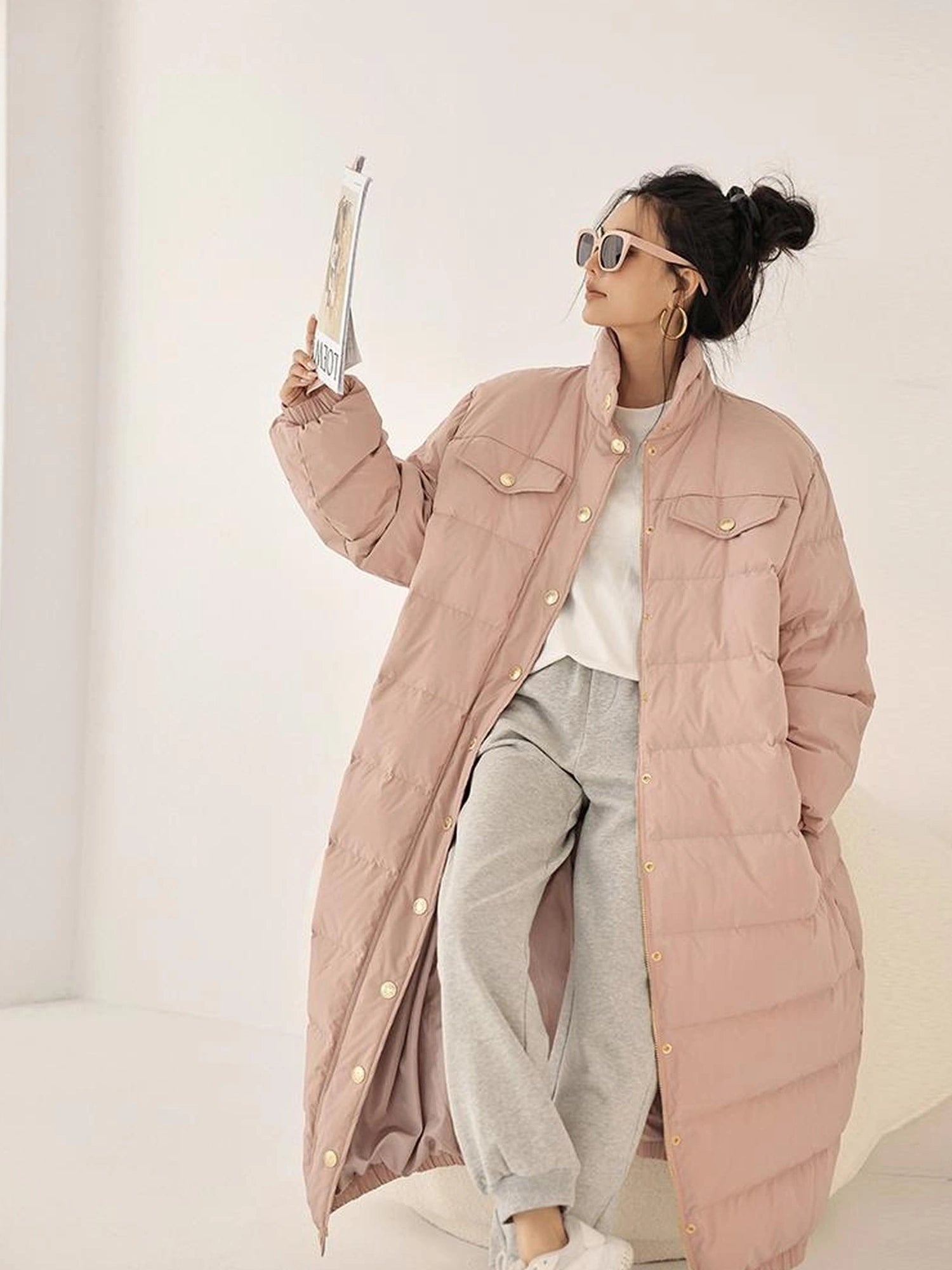 Lightweight Long Down Coat With Cloud Loft Warmth