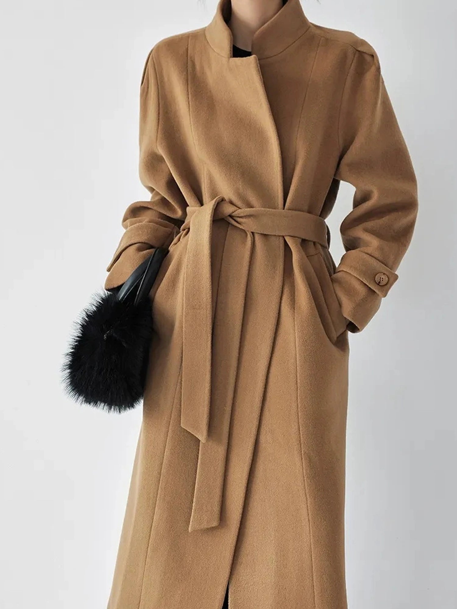 FU FRESH UP Long Wool Double Breasted Trench Coat