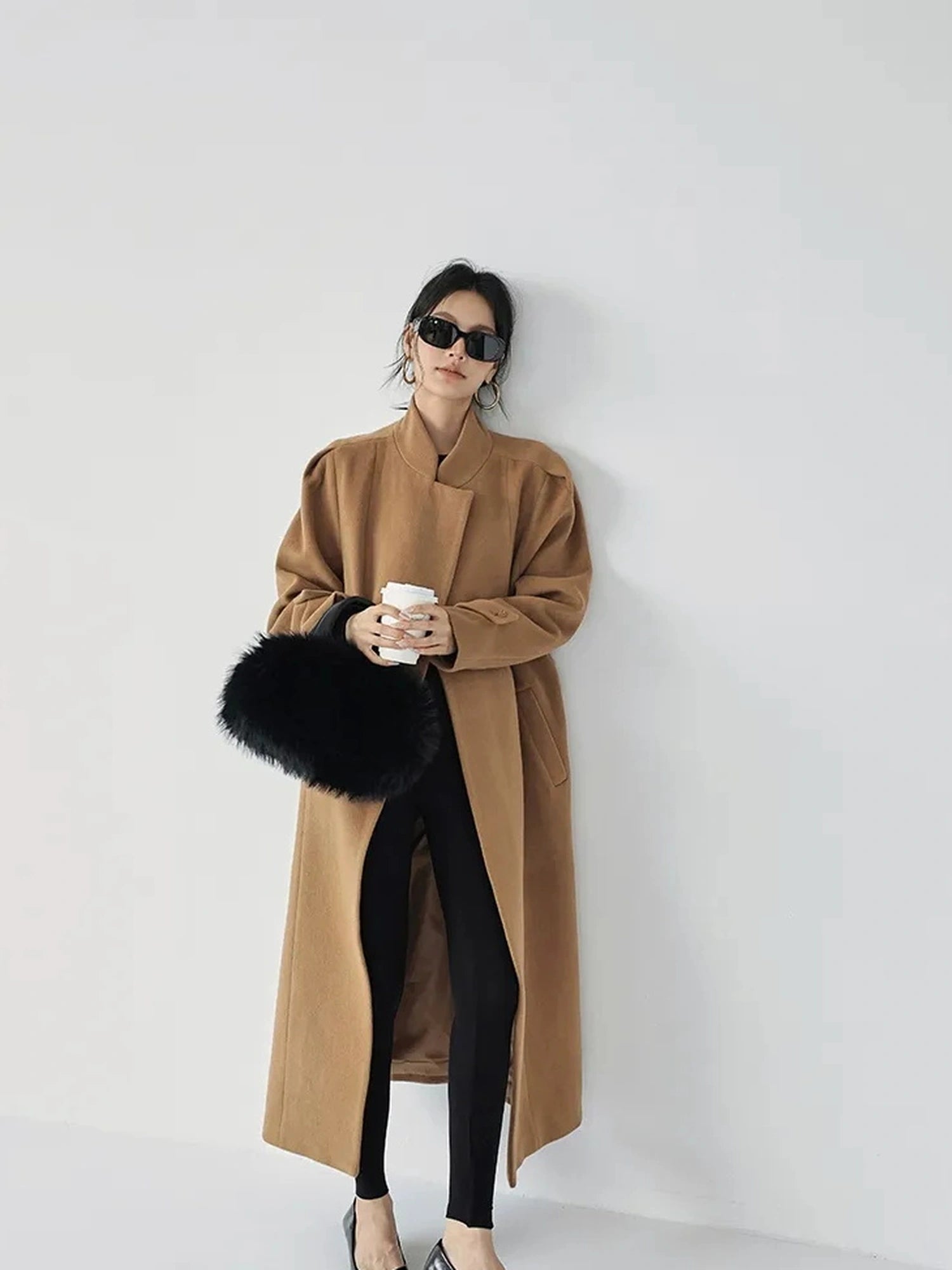 FU FRESH UP Long Wool Double Breasted Trench Coat