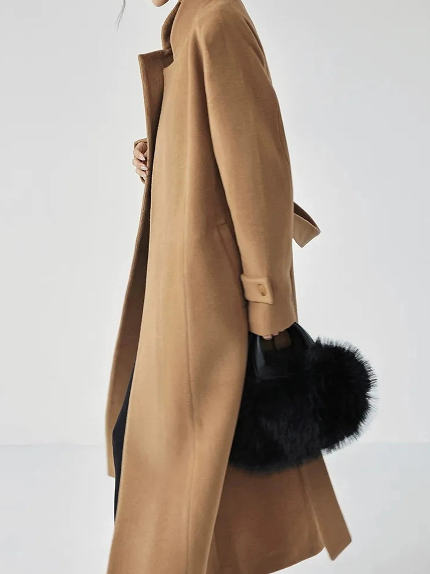FU FRESH UP Long Wool Double Breasted Trench Coat