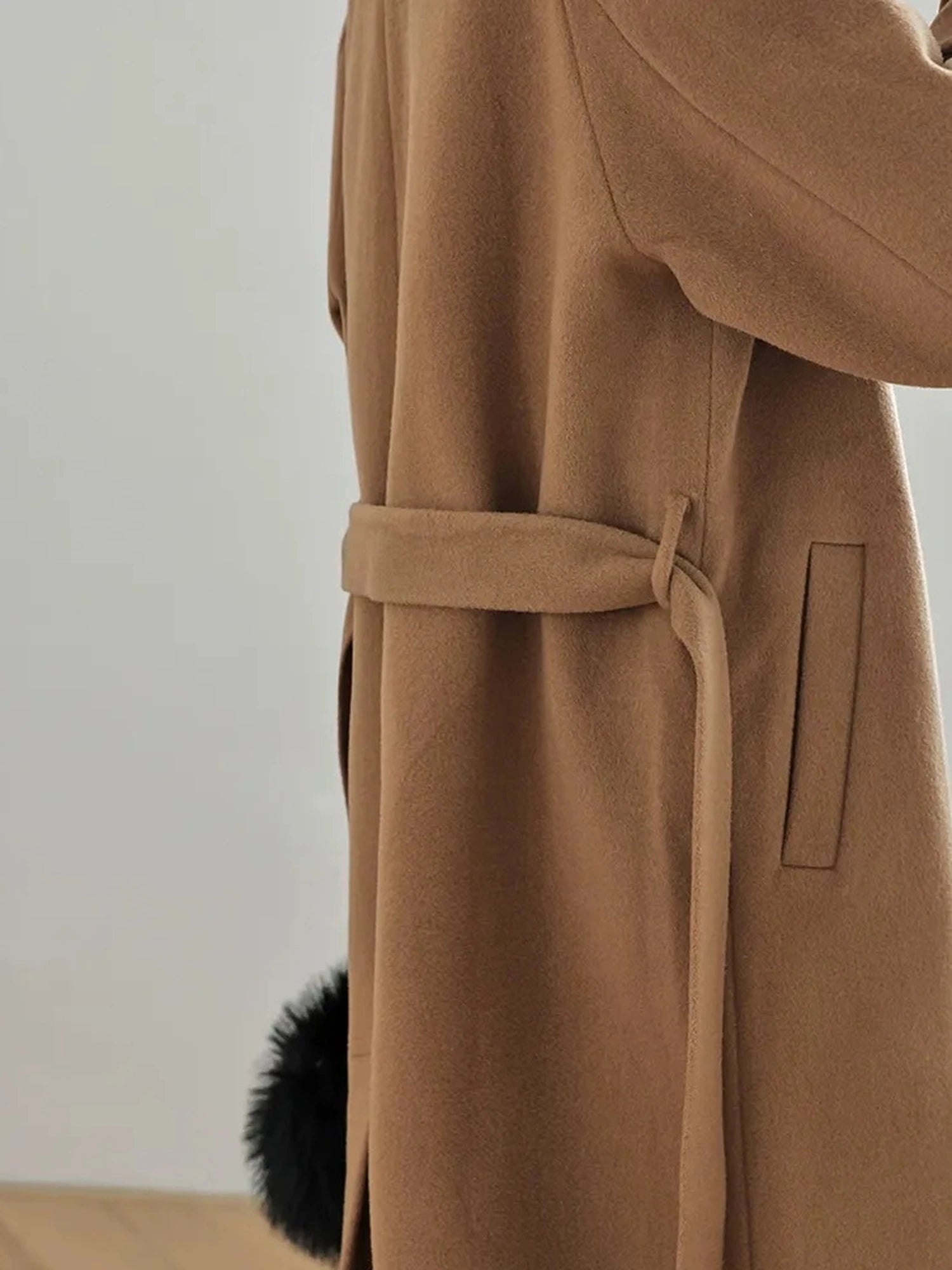 FU FRESH UP Long Wool Double Breasted Trench Coat