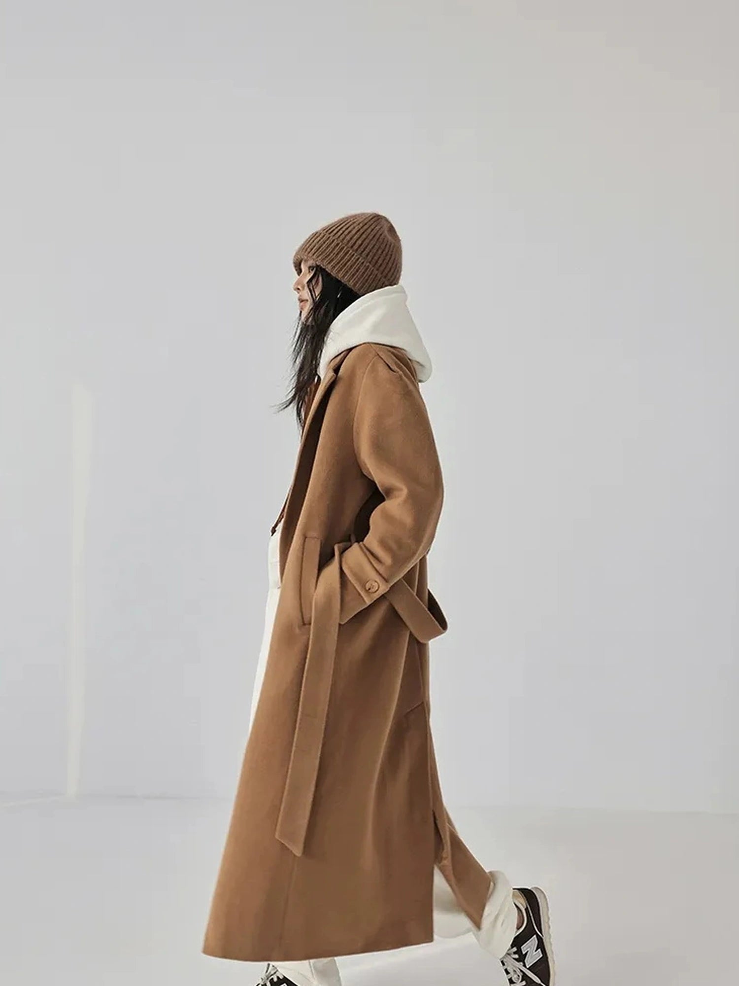FU FRESH UP Long Wool Double Breasted Trench Coat