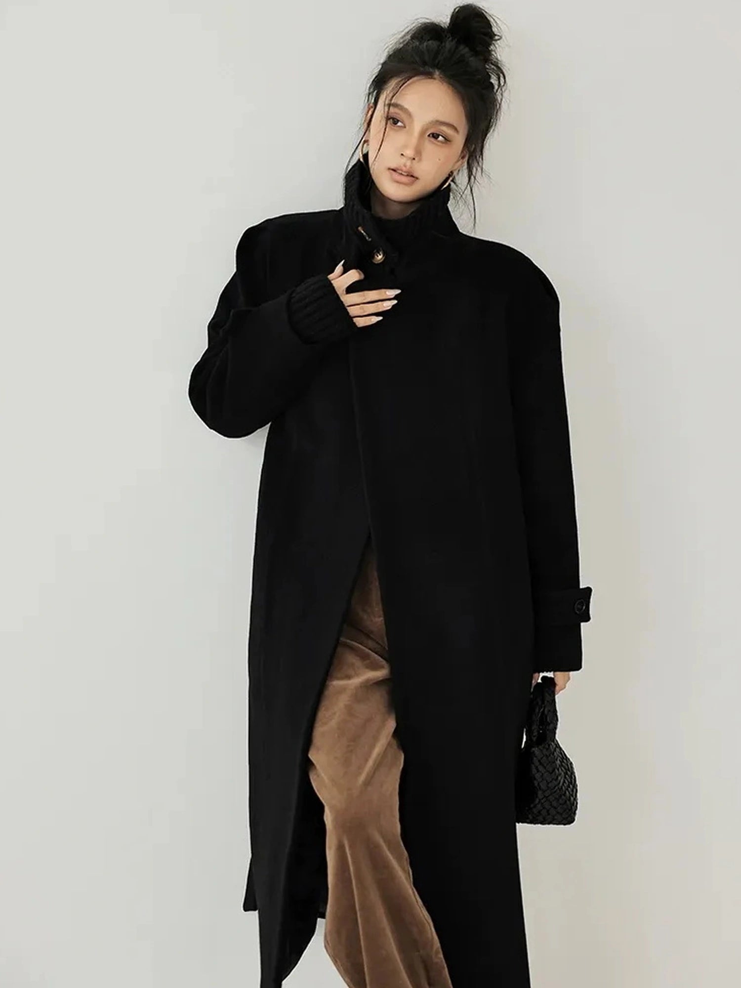 FU FRESH UP Long Wool Double Breasted Trench Coat