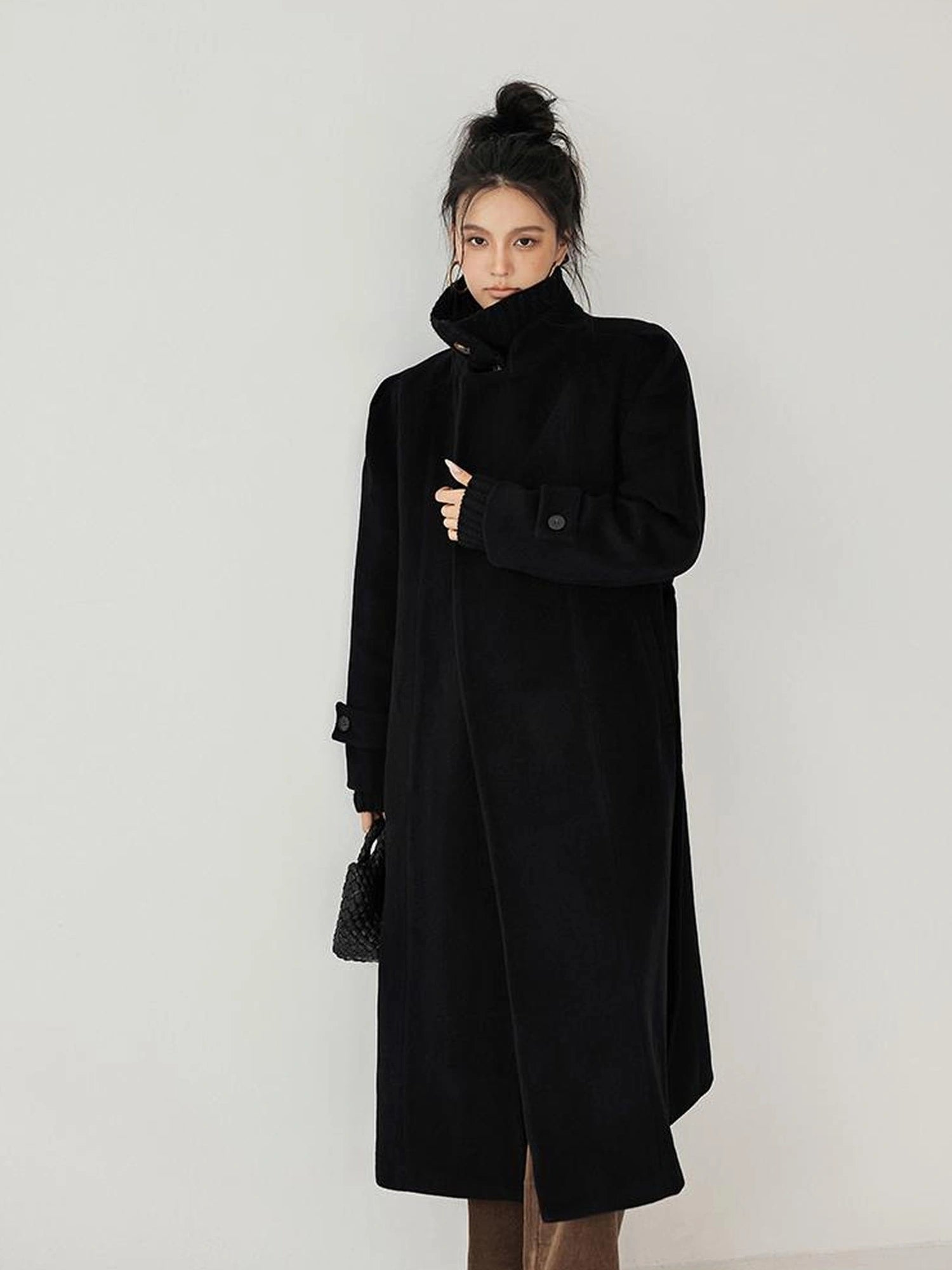 FU FRESH UP Long Wool Double Breasted Trench Coat