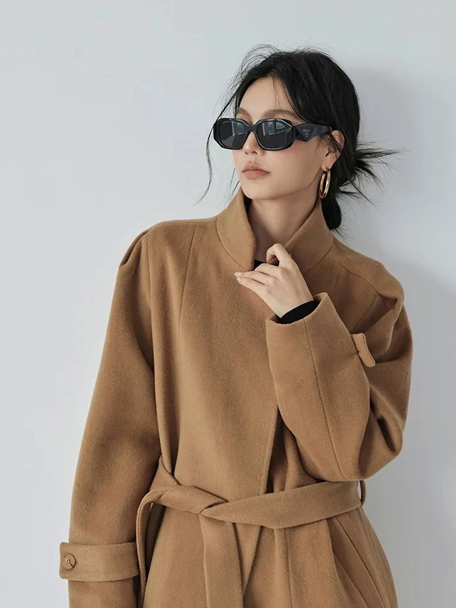 FU FRESH UP Long Wool Double Breasted Trench Coat