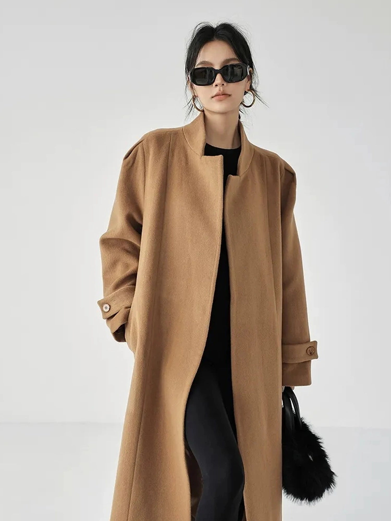FU FRESH UP Long Wool Double Breasted Trench Coat