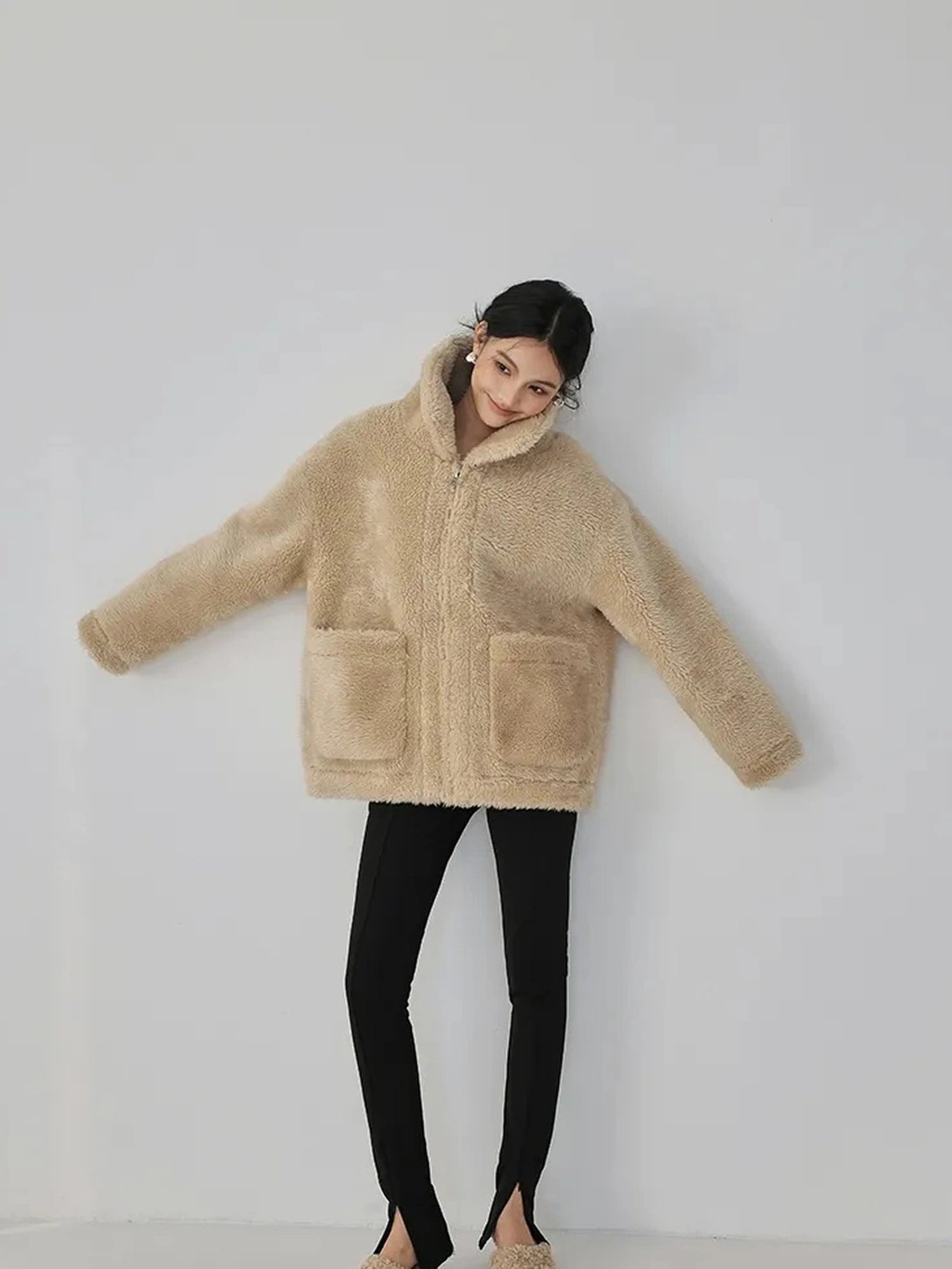 FU FRESH UP Luxury Faux Shearling Winter Coat