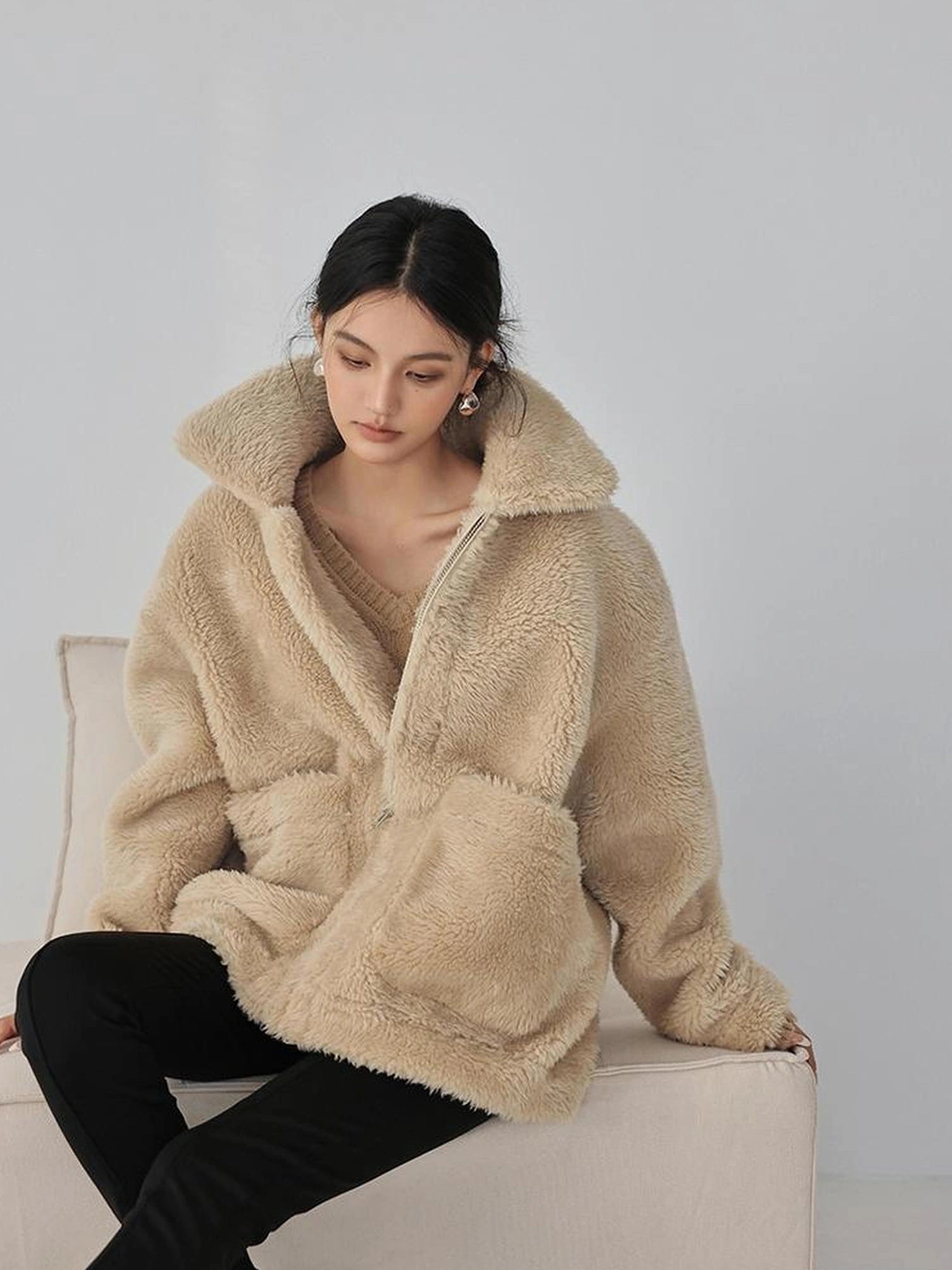 FU FRESH UP Luxury Faux Shearling Winter Coat