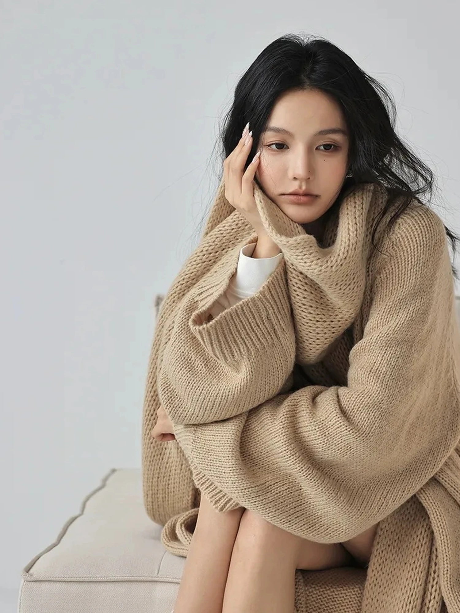 FU FRESH UP Luxury Mohair Wool Blend Winter Scarf