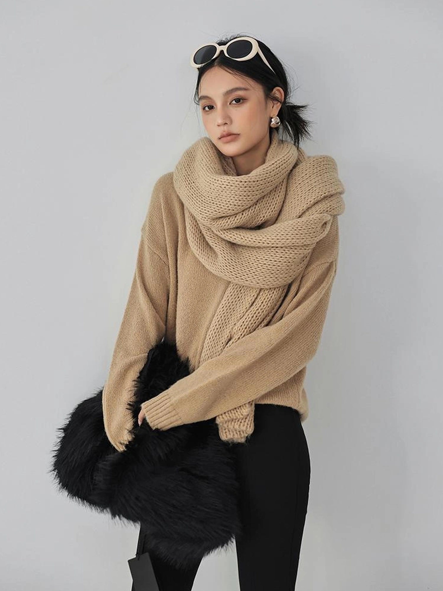 FU FRESH UP Luxury Mohair Wool Blend Winter Scarf
