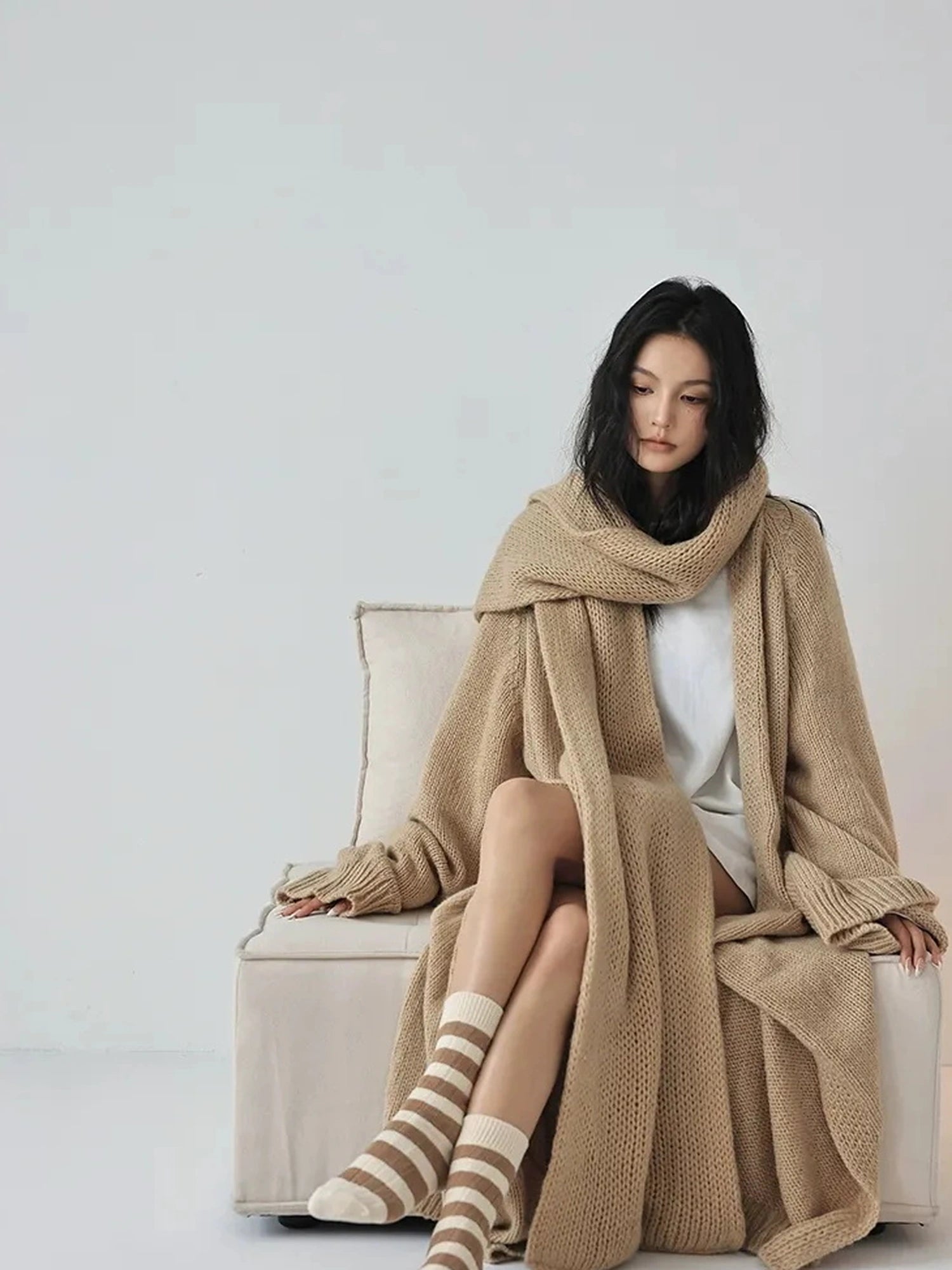 FU FRESH UP Luxury Mohair Wool Blend Winter Scarf