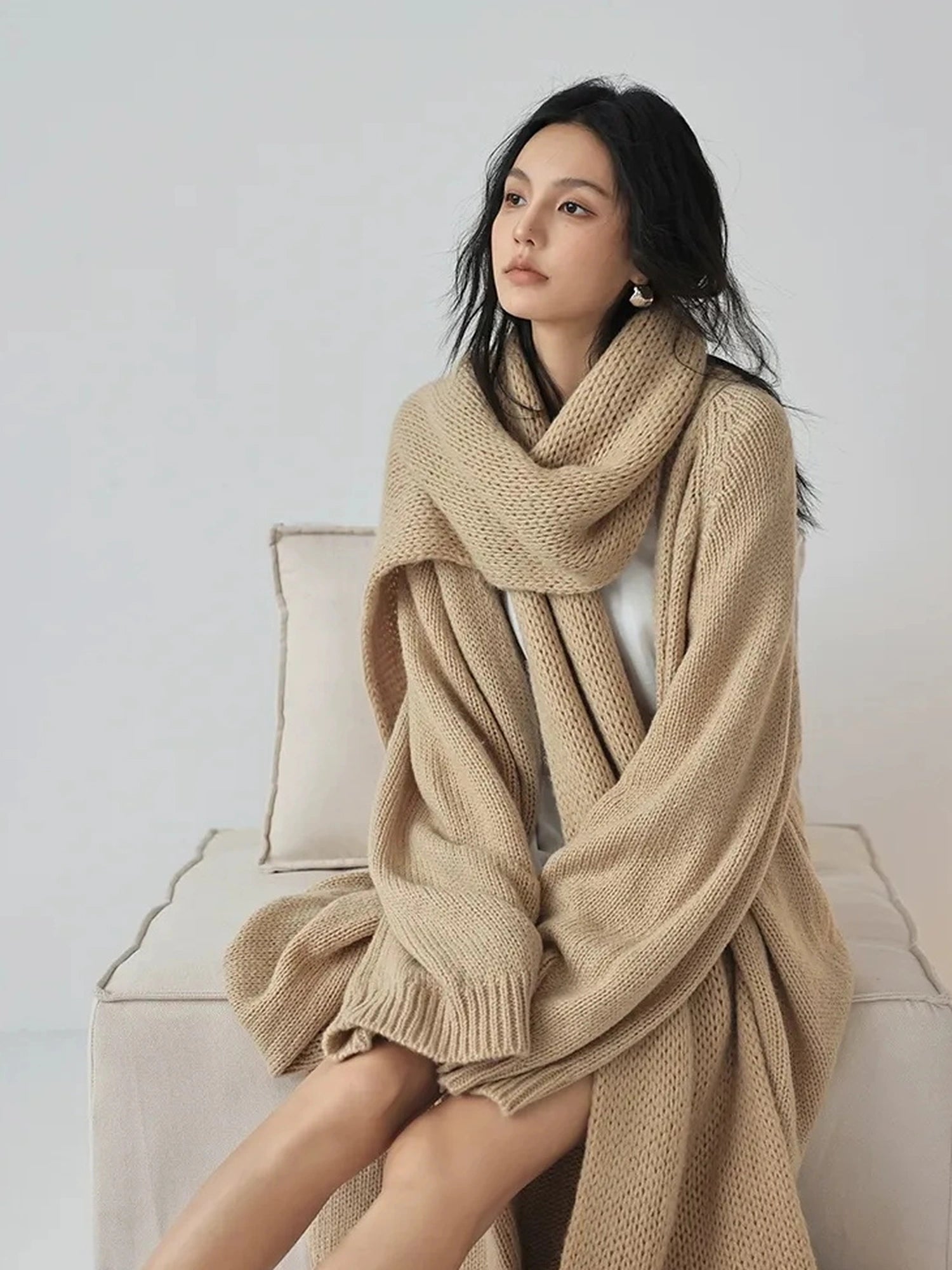 FU FRESH UP Luxury Mohair Wool Blend Winter Scarf