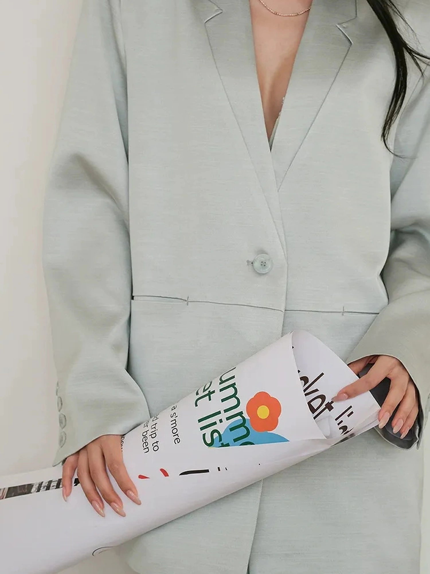 FU FRESH UP Luxury Satin Acetate Tailored Blazer