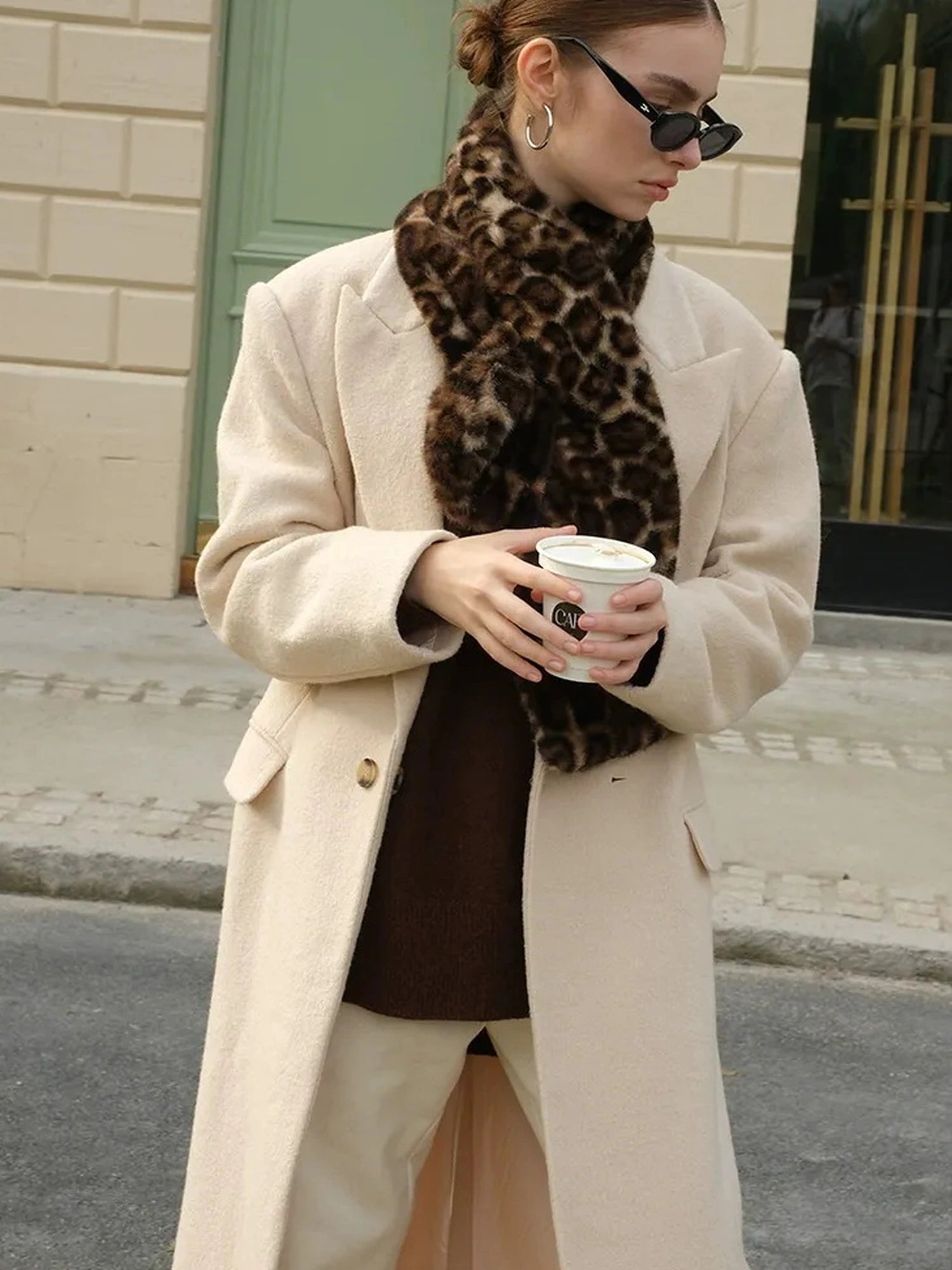 FU FRESH UP Luxury Winter Leopard Print Scarf