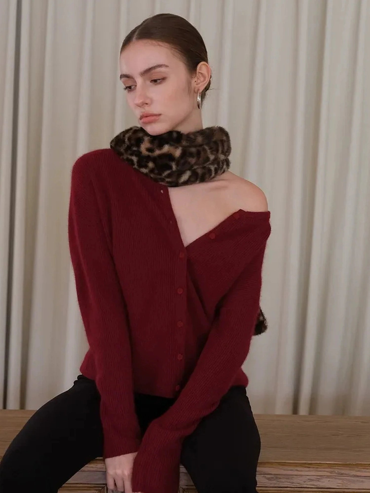 FU FRESH UP Luxury Winter Leopard Print Scarf
