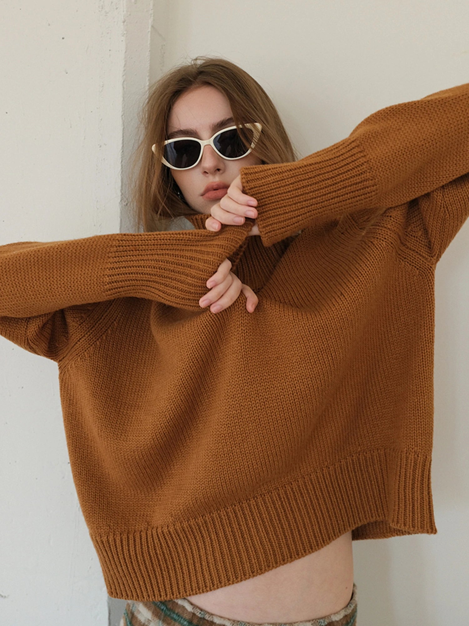 FU FRESH UP Luxury Wool High Neck Oversized Sweater