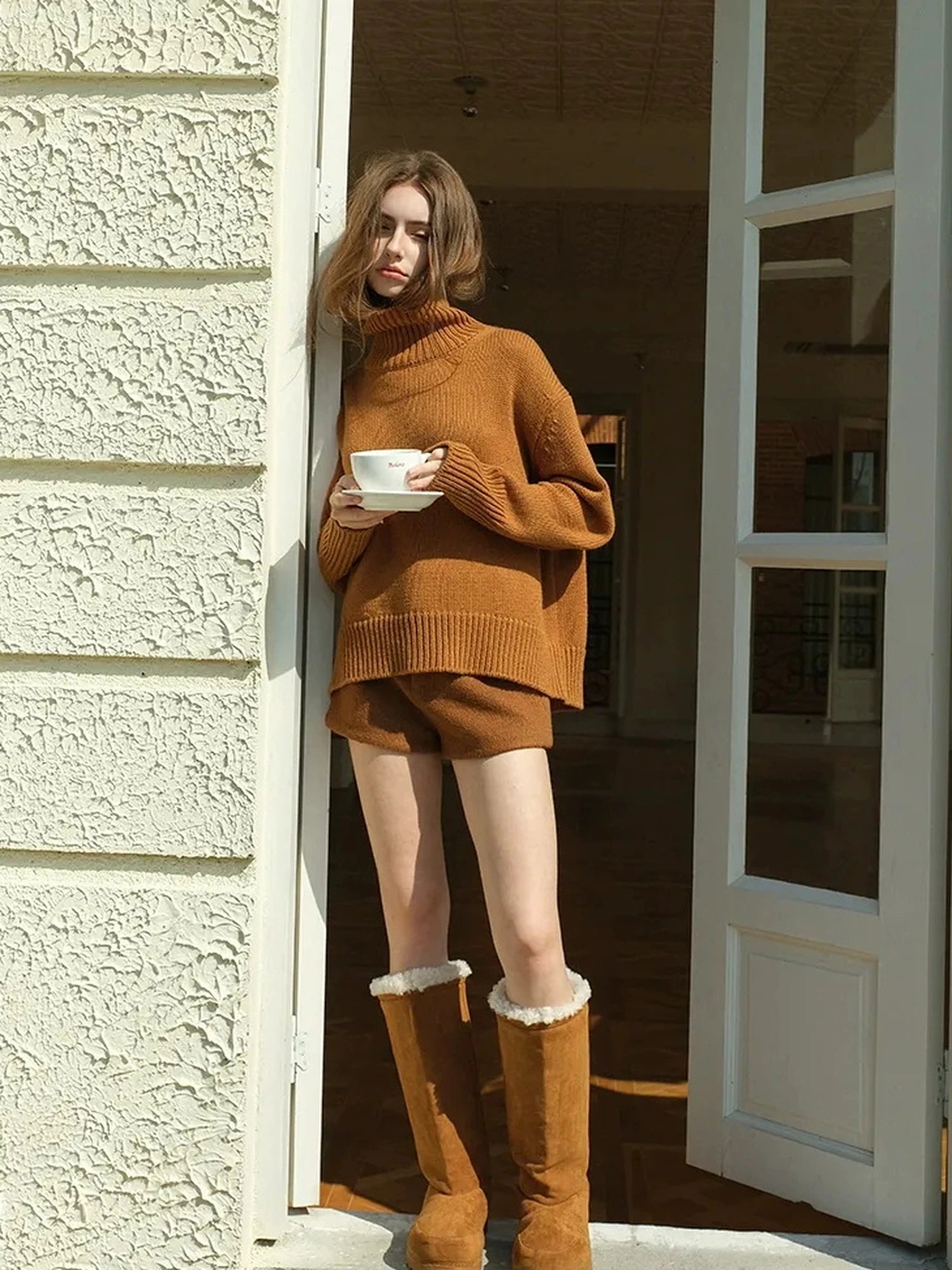 FU FRESH UP Luxury Wool High Neck Oversized Sweater