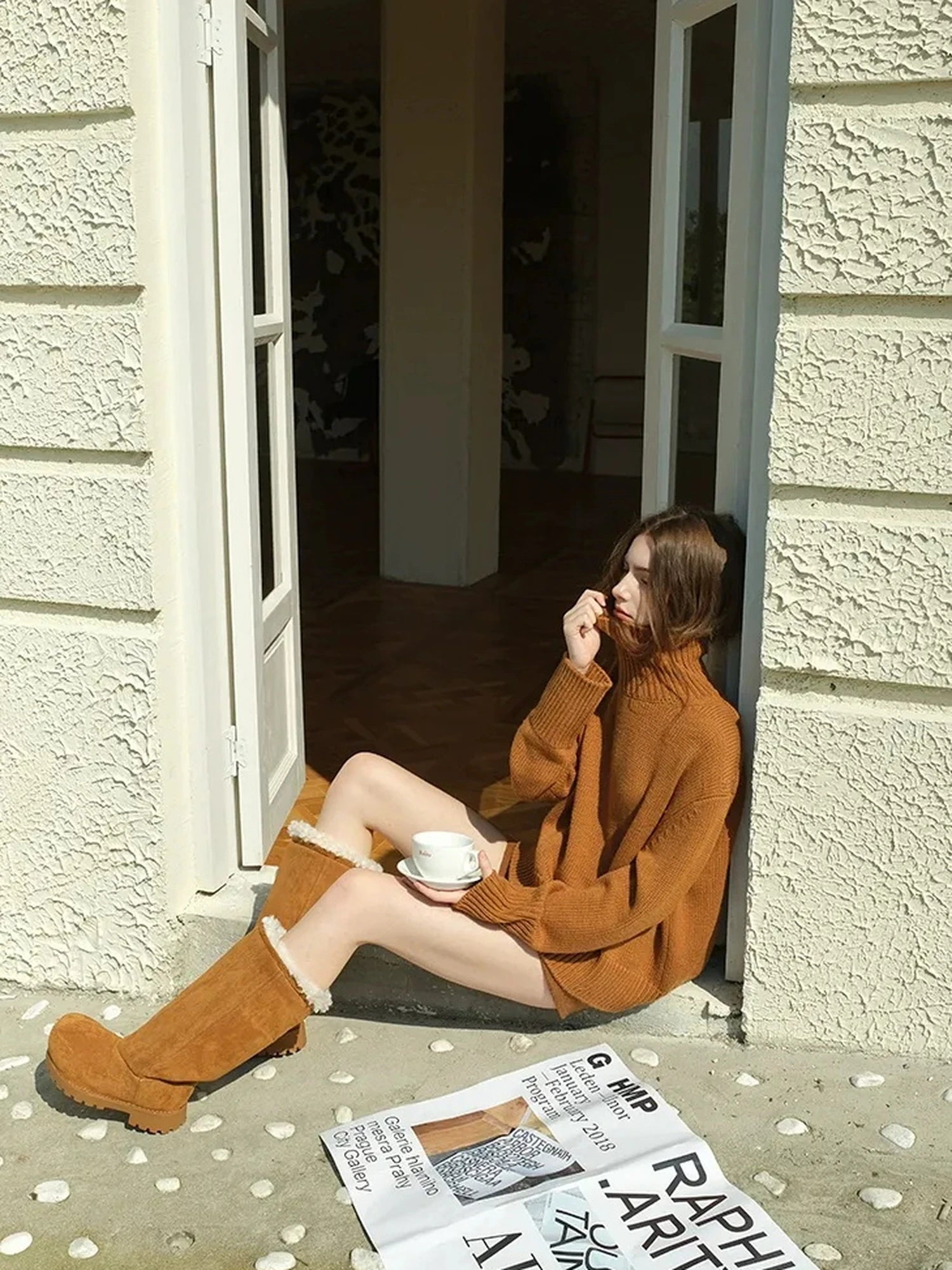 FU FRESH UP Luxury Wool High Neck Oversized Sweater