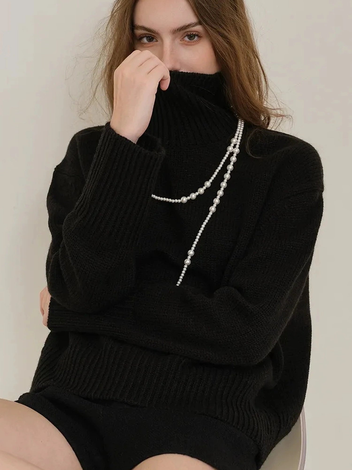 FU FRESH UP Luxury Wool High Neck Oversized Sweater