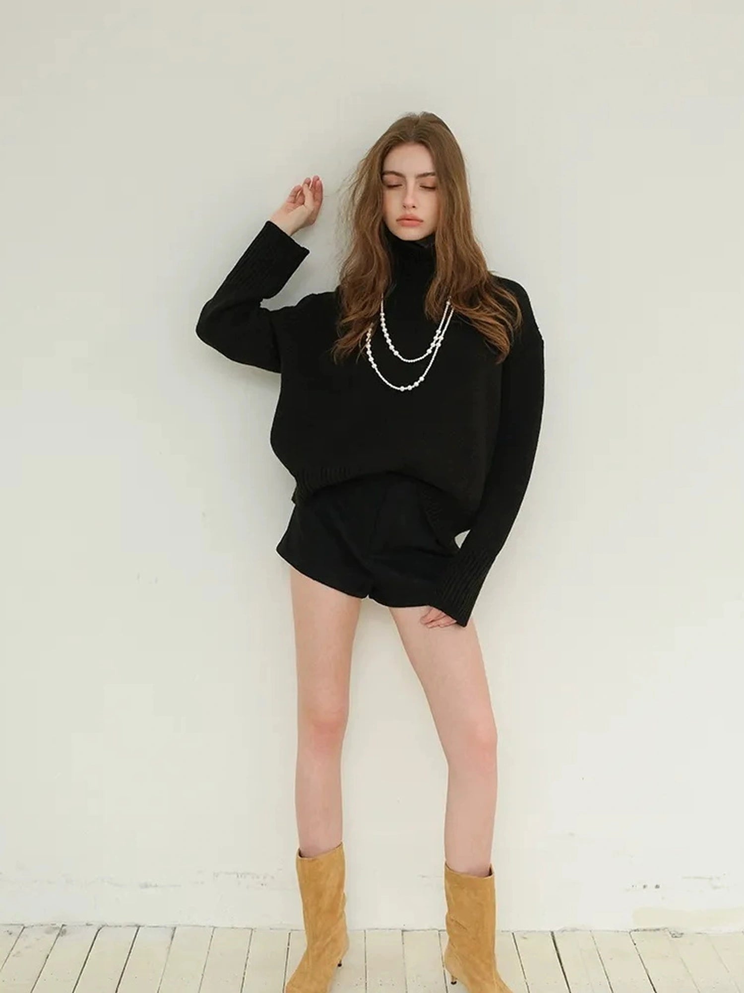 FU FRESH UP Luxury Wool High Neck Oversized Sweater