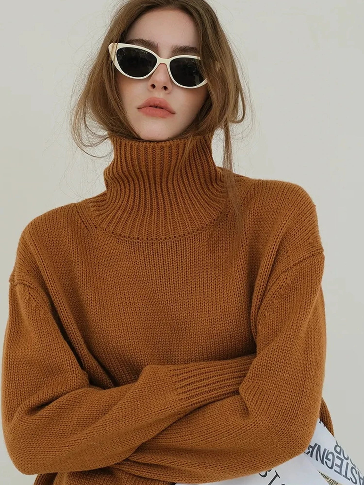 FU FRESH UP Luxury Wool High Neck Oversized Sweater