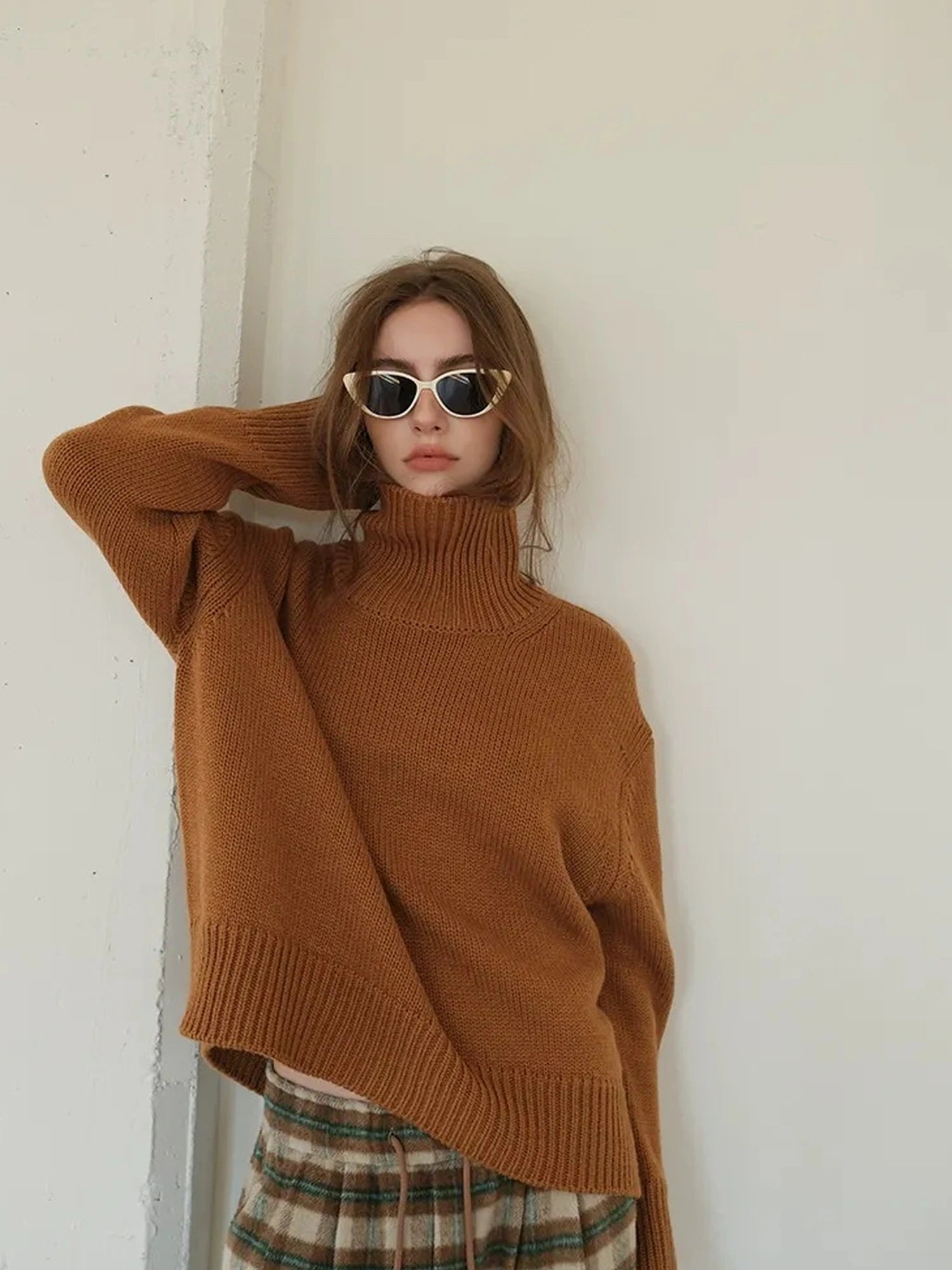 FU FRESH UP Luxury Wool High Neck Oversized Sweater