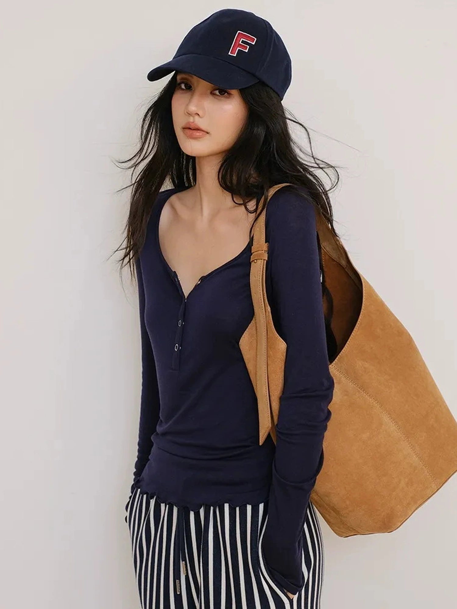 FU FRESH UP Lyocell Wool Henley Knit Top