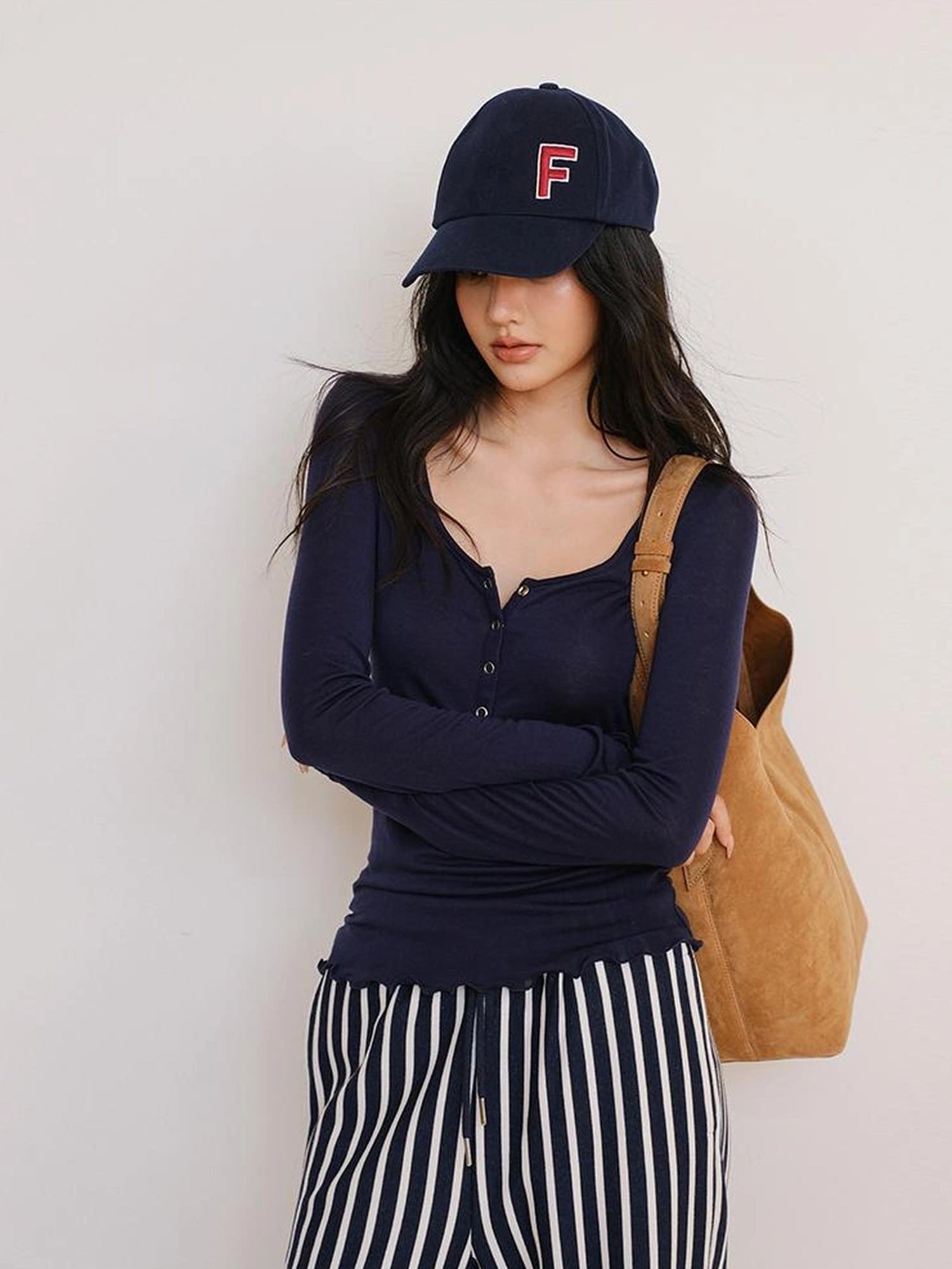 FU FRESH UP Lyocell Wool Henley Knit Top