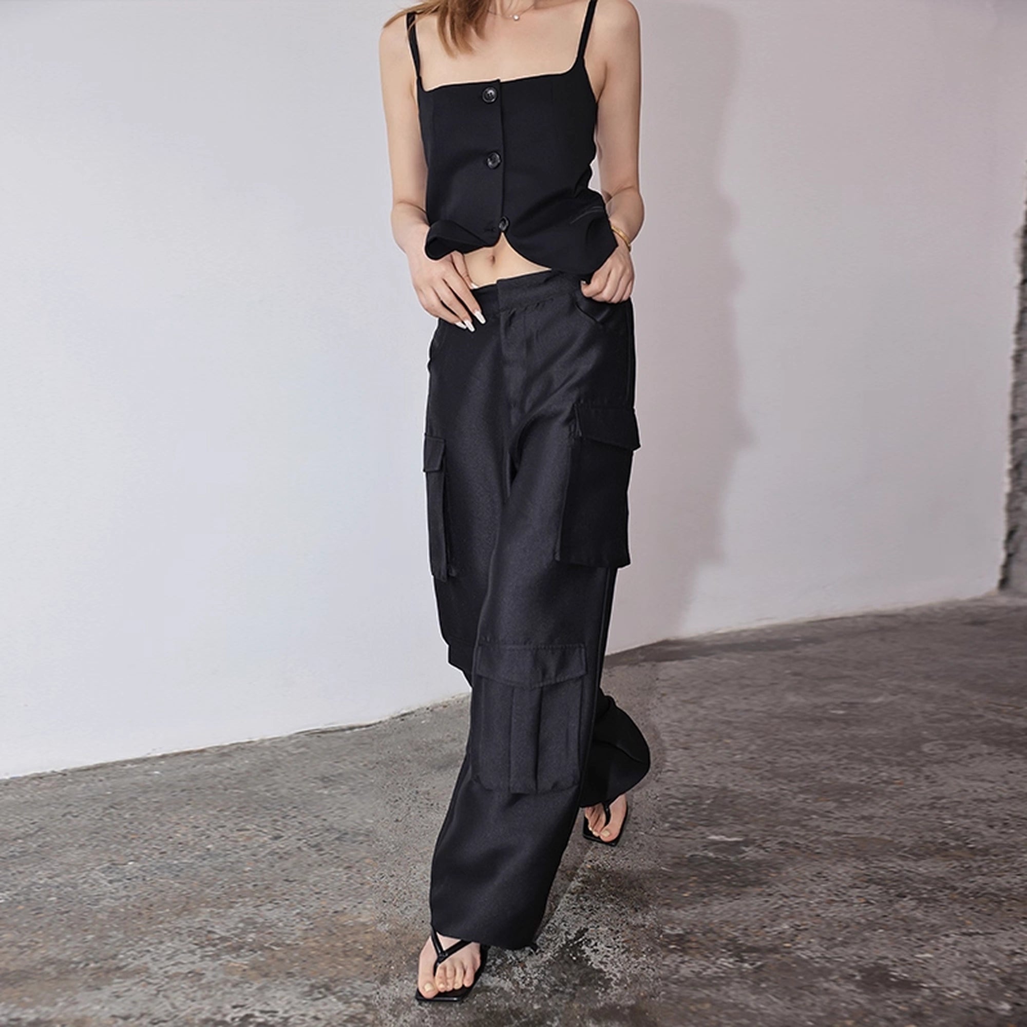FU_FRESH_UP_Matte_Satin_Cargo_Wide_Leg_Pants_MISSTT