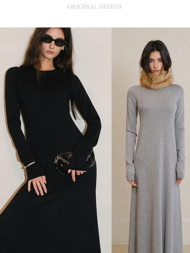 FU FRESH UP Minimalist High Waist Round Neck Knit Straight Women&