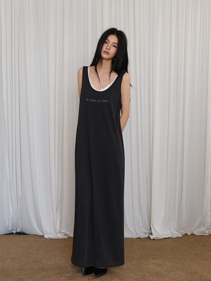 FU FRESH UP Minimalist U Neck Loose Letter Print Women&