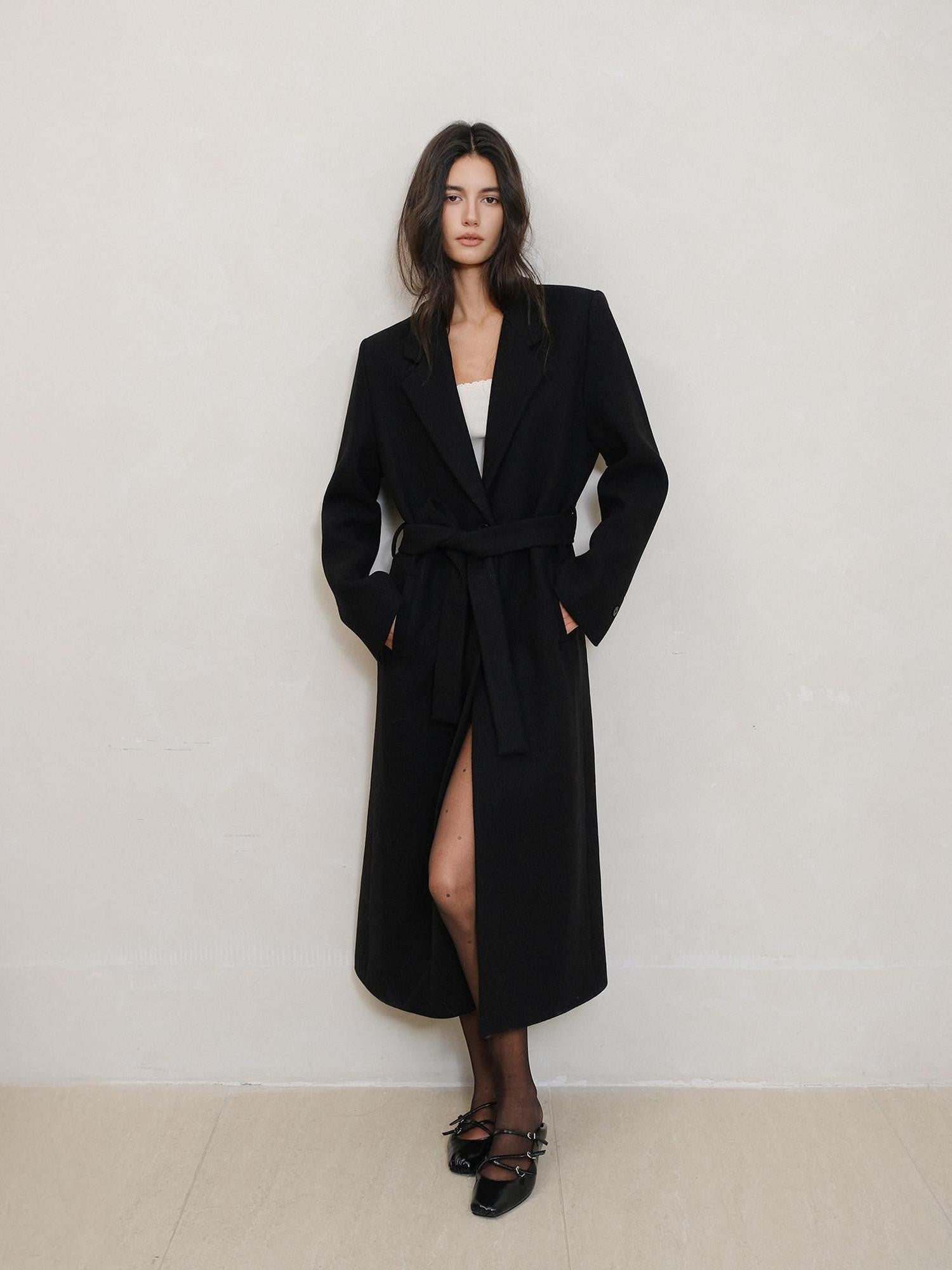 FU FRESH UP Minimalist Vintage Structured Shoulder Tie Waist Women&