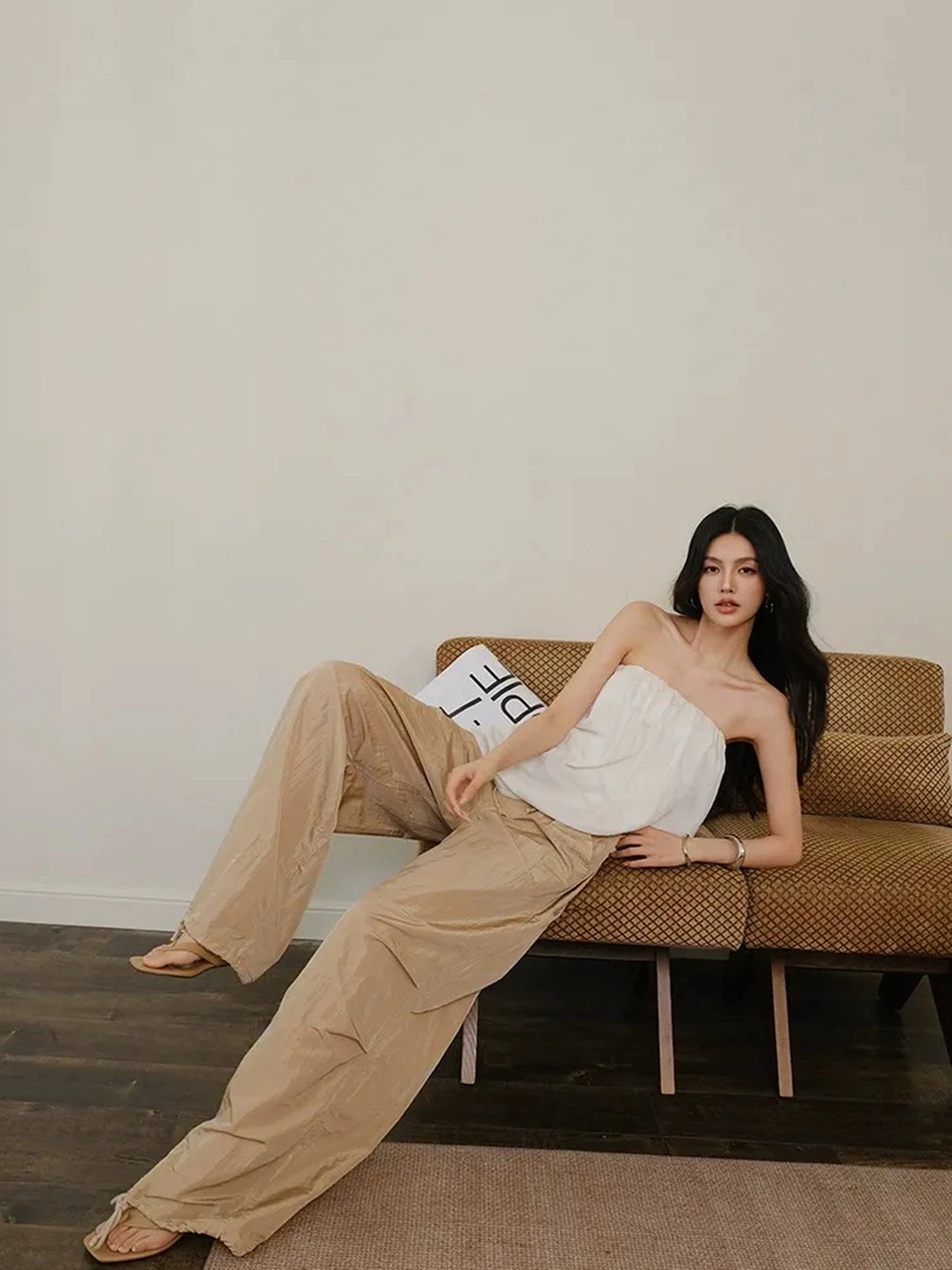 FU FRESH UP Off Shoulder Blouson Tencel Tube Top