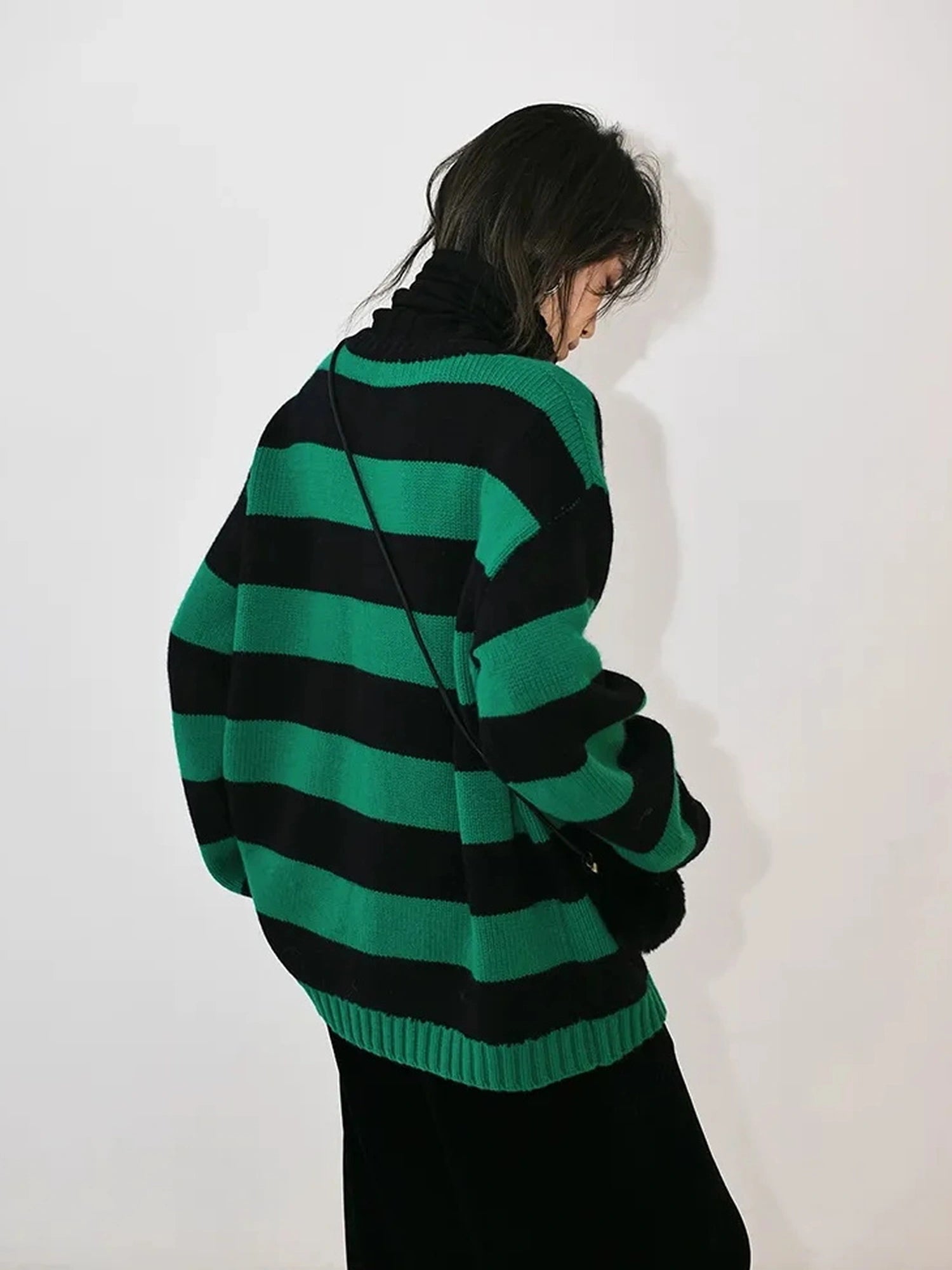 Oversize Color Block Striped Knit Cardigan