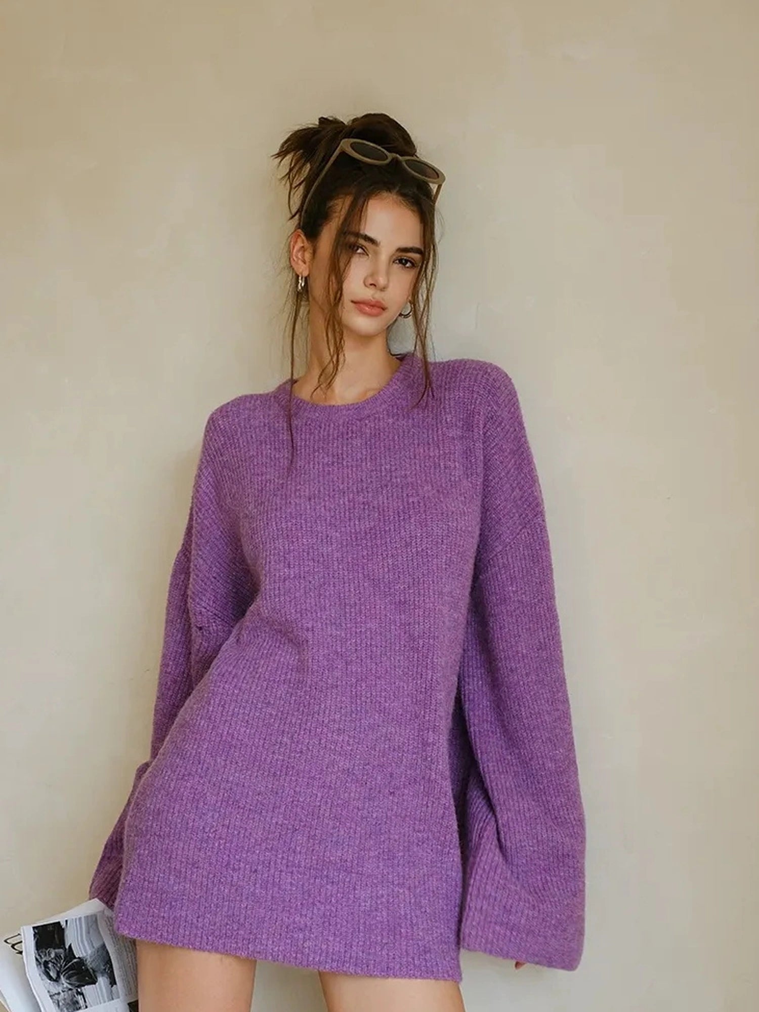 FU FRESH UP Oversized Alpaca Wool Cable Knit Sweater