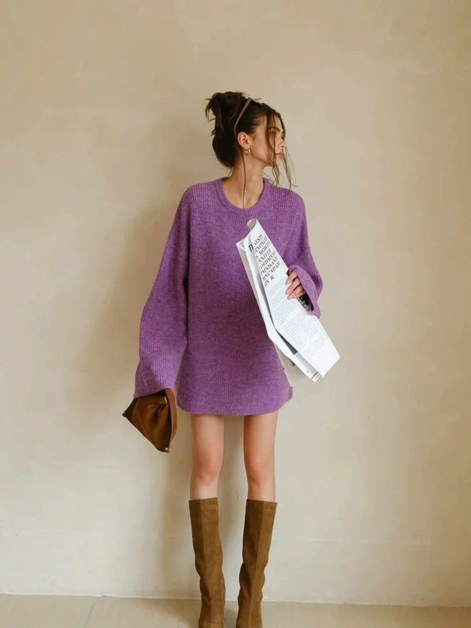 FU FRESH UP Oversized Alpaca Wool Cable Knit Sweater
