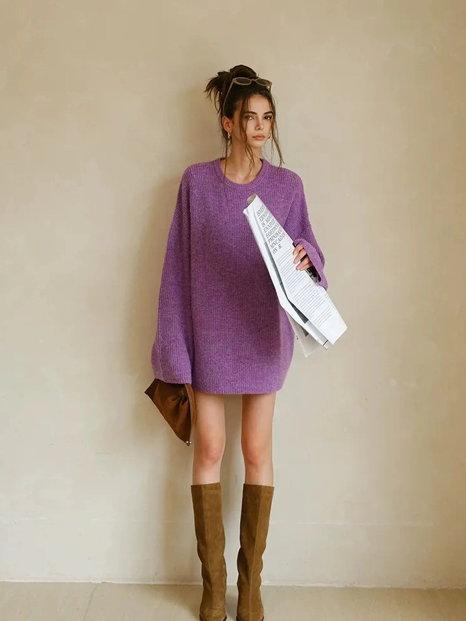 FU FRESH UP Oversized Alpaca Wool Cable Knit Sweater