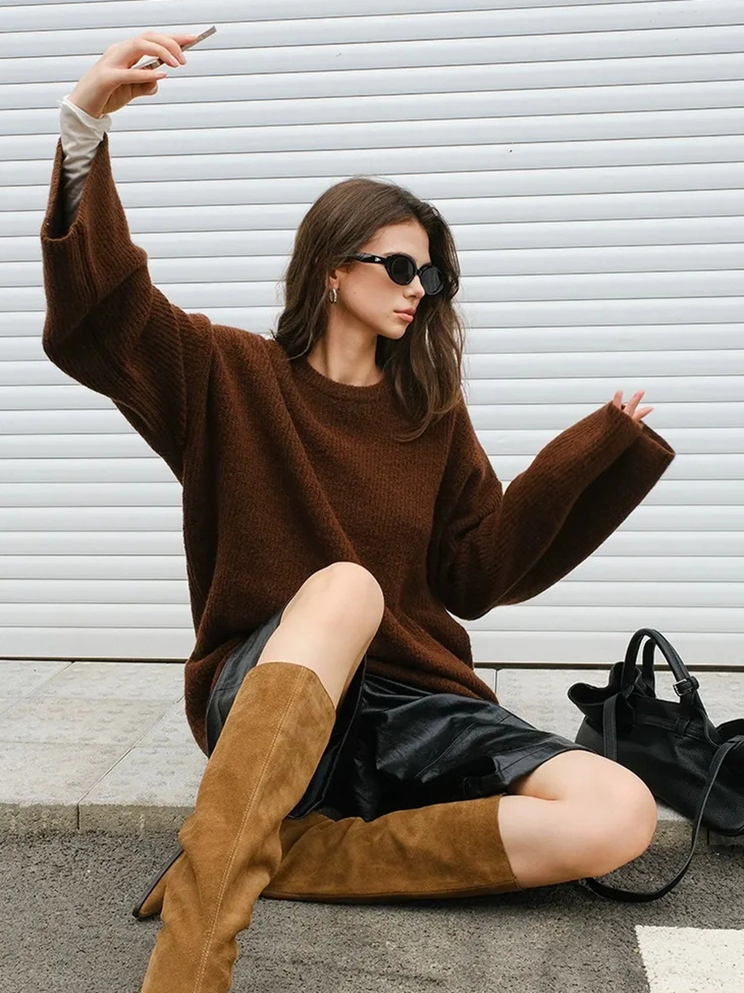 FU FRESH UP Oversized Alpaca Wool Cable Knit Sweater