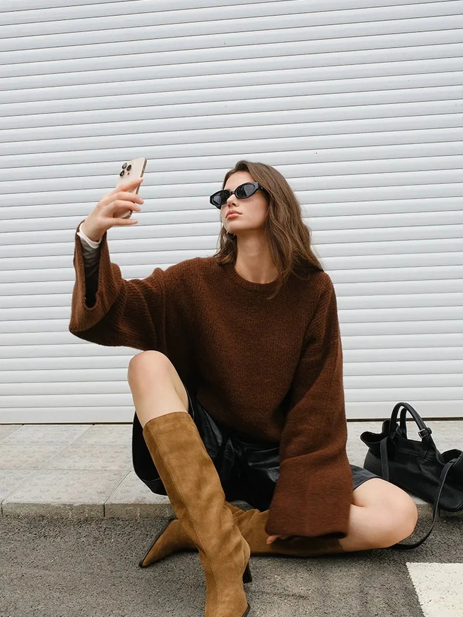 FU FRESH UP Oversized Alpaca Wool Cable Knit Sweater